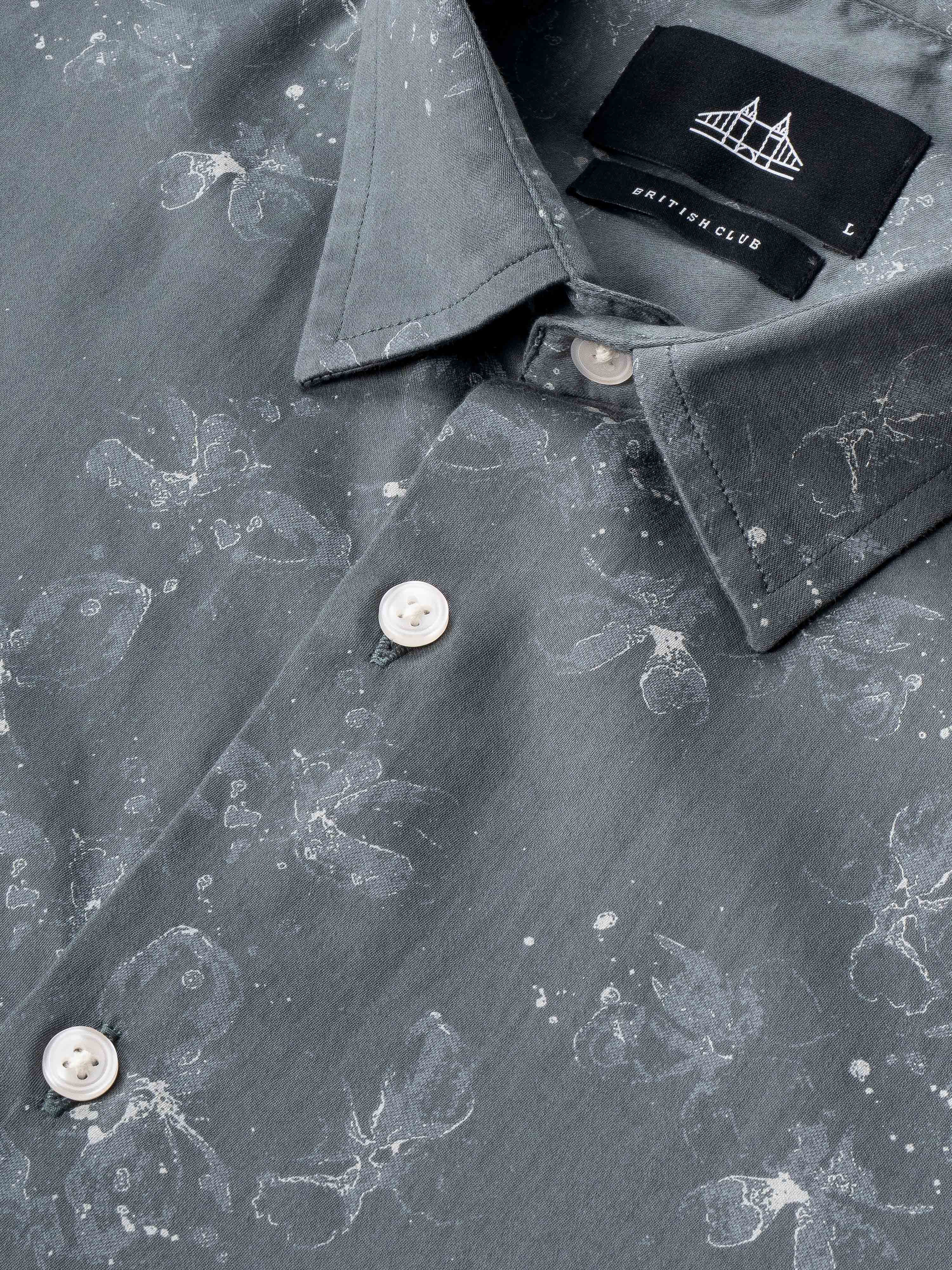 Men Grey Floral Print Shirt