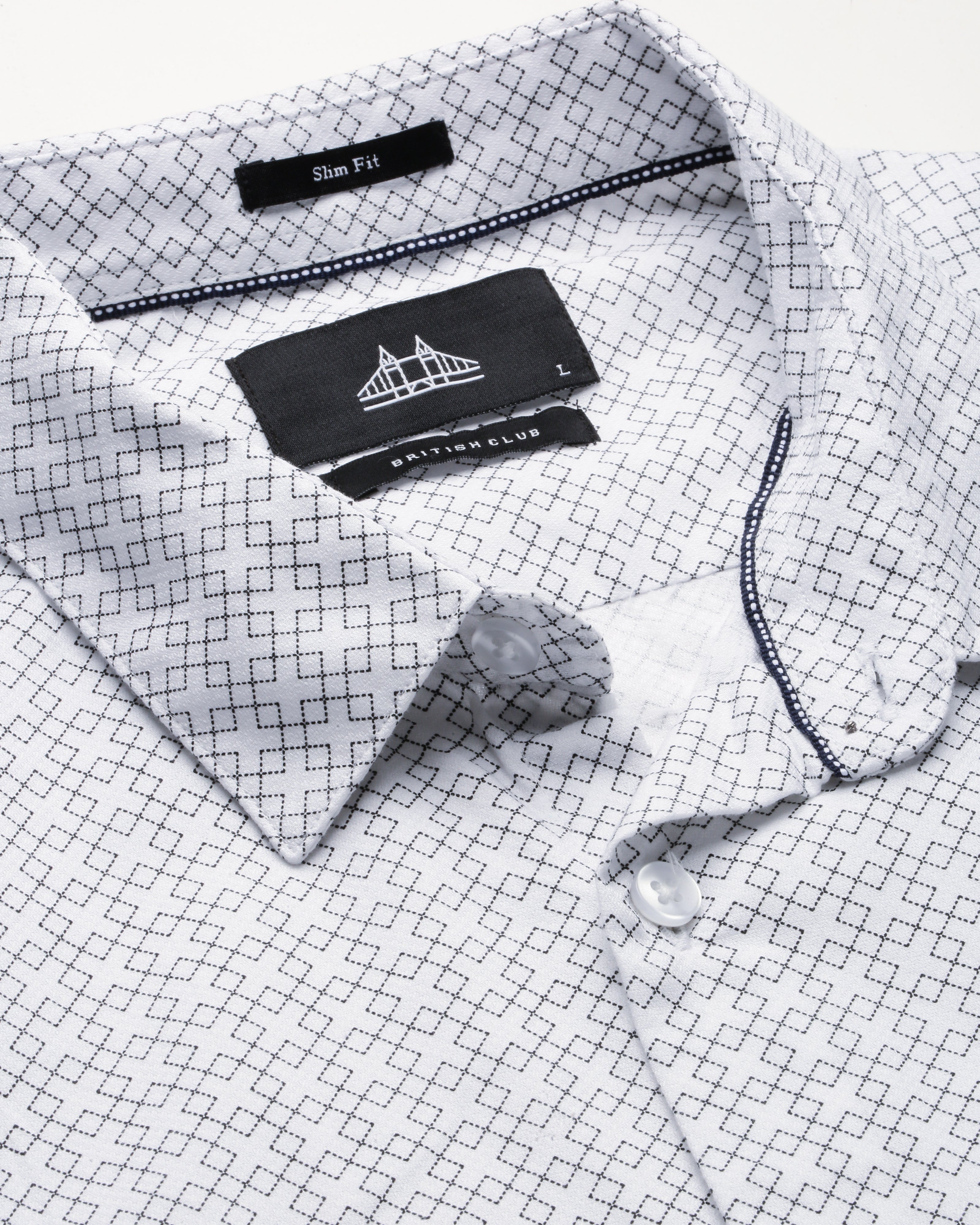 Men White Cotton Slim Shirt