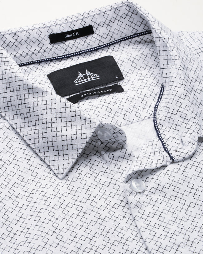 Men White Cotton Slim Shirt