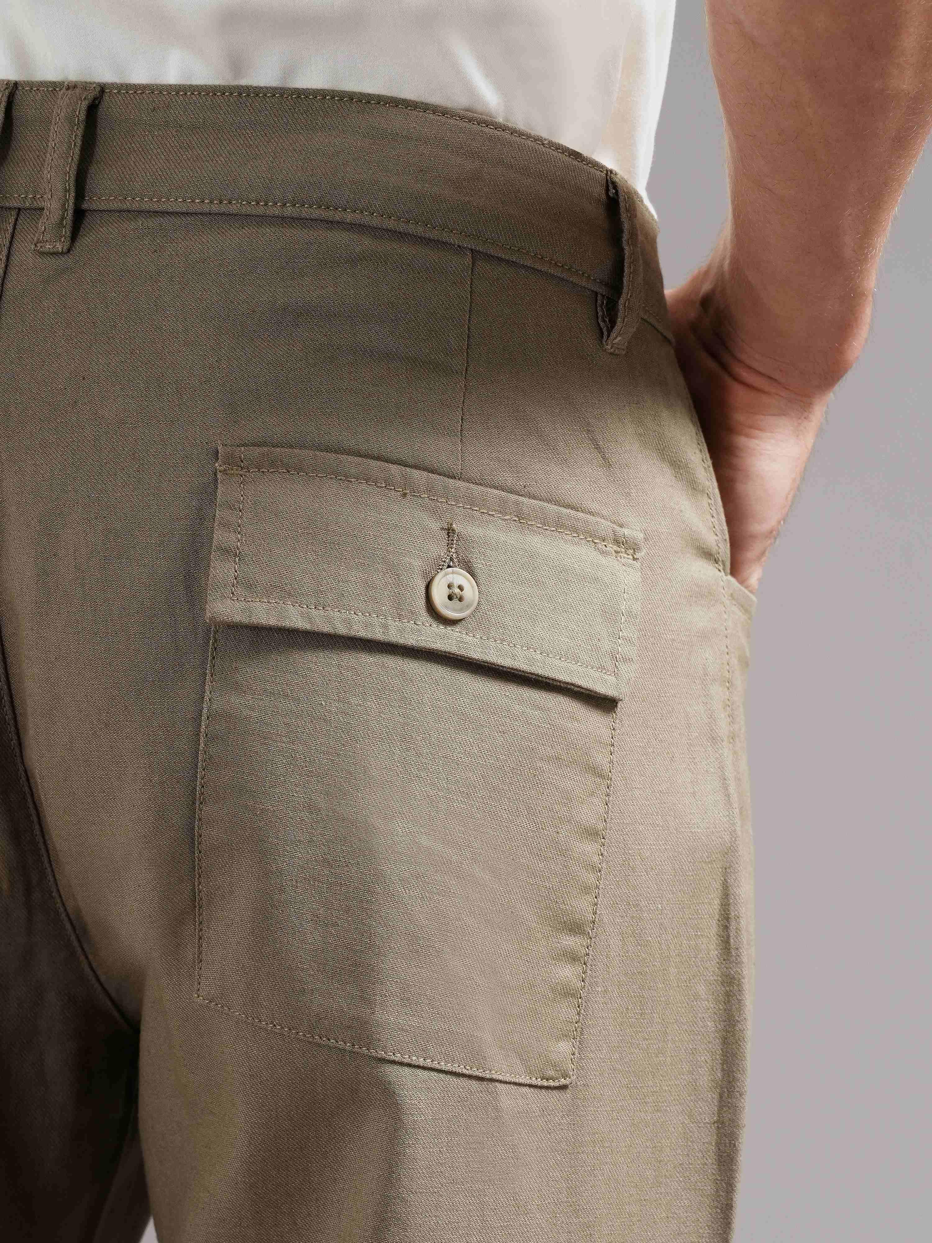Men Olive Tailored Fit Trousers