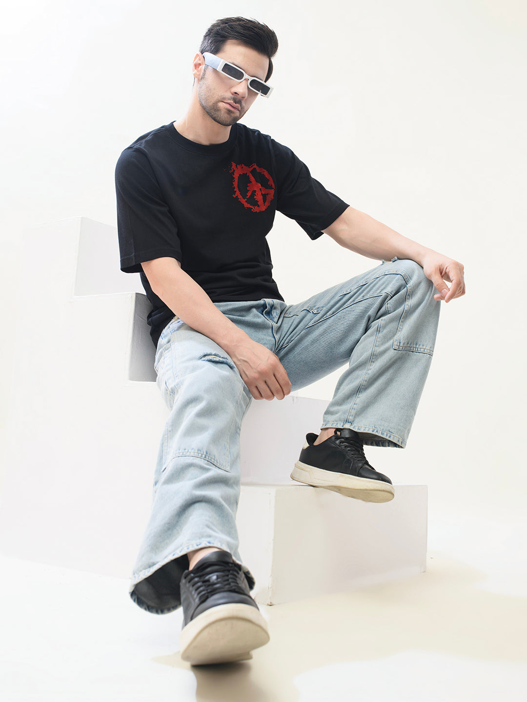 Men Black Cotton Oversized T-Shirt