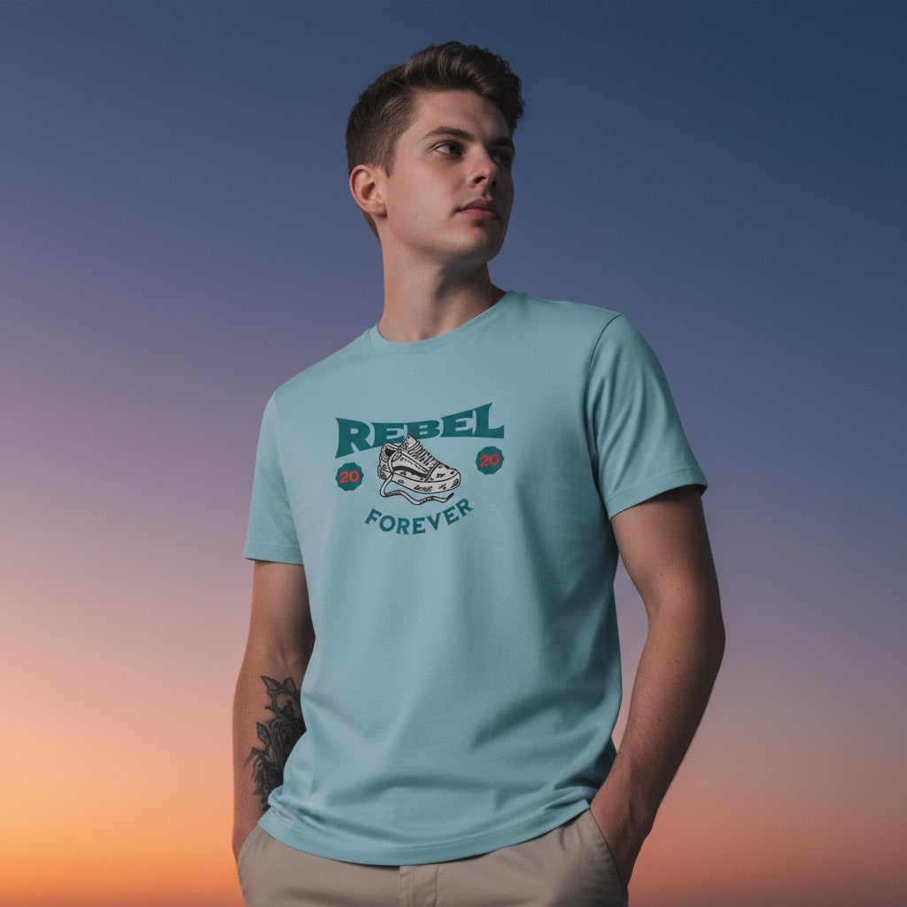 Men Cotton Ice Blue T-Shirt