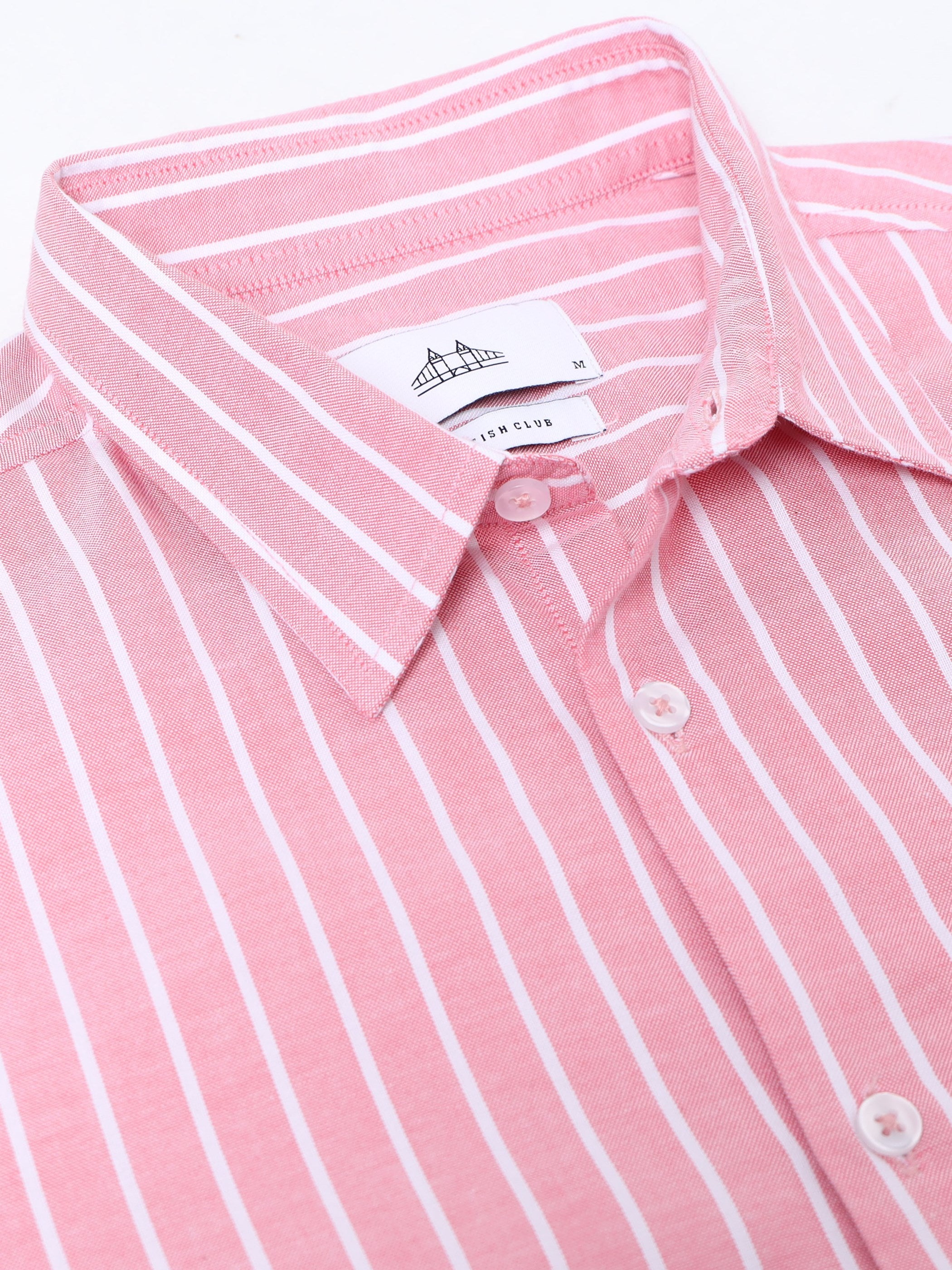 Men Pink Striped Shirt