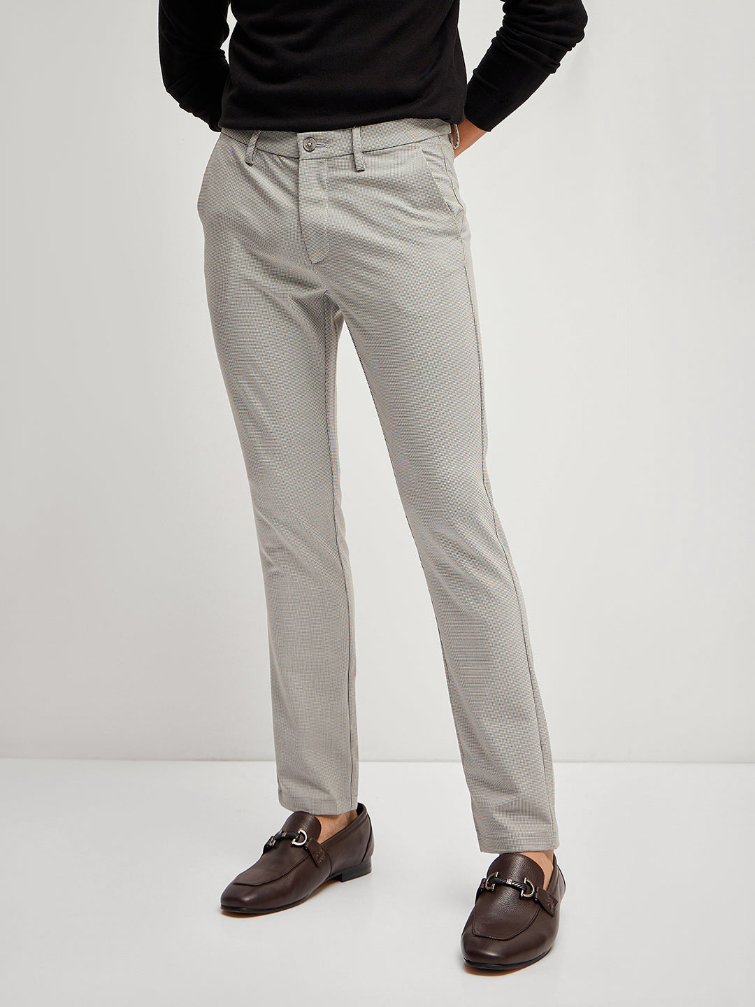 Men Grey 4 Way Stretch Formal Trouser