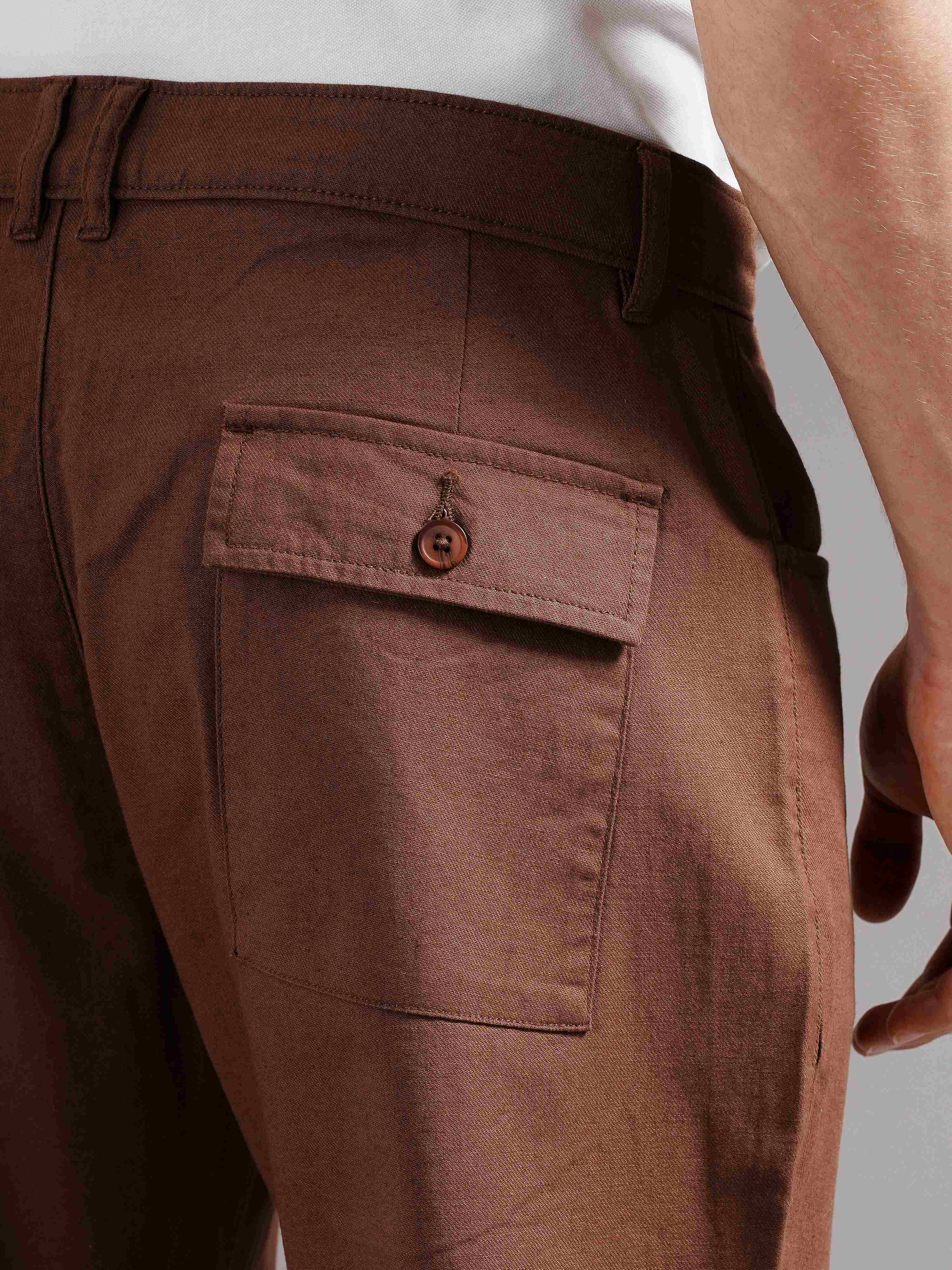 Men Brown Tailored Fit Trousers