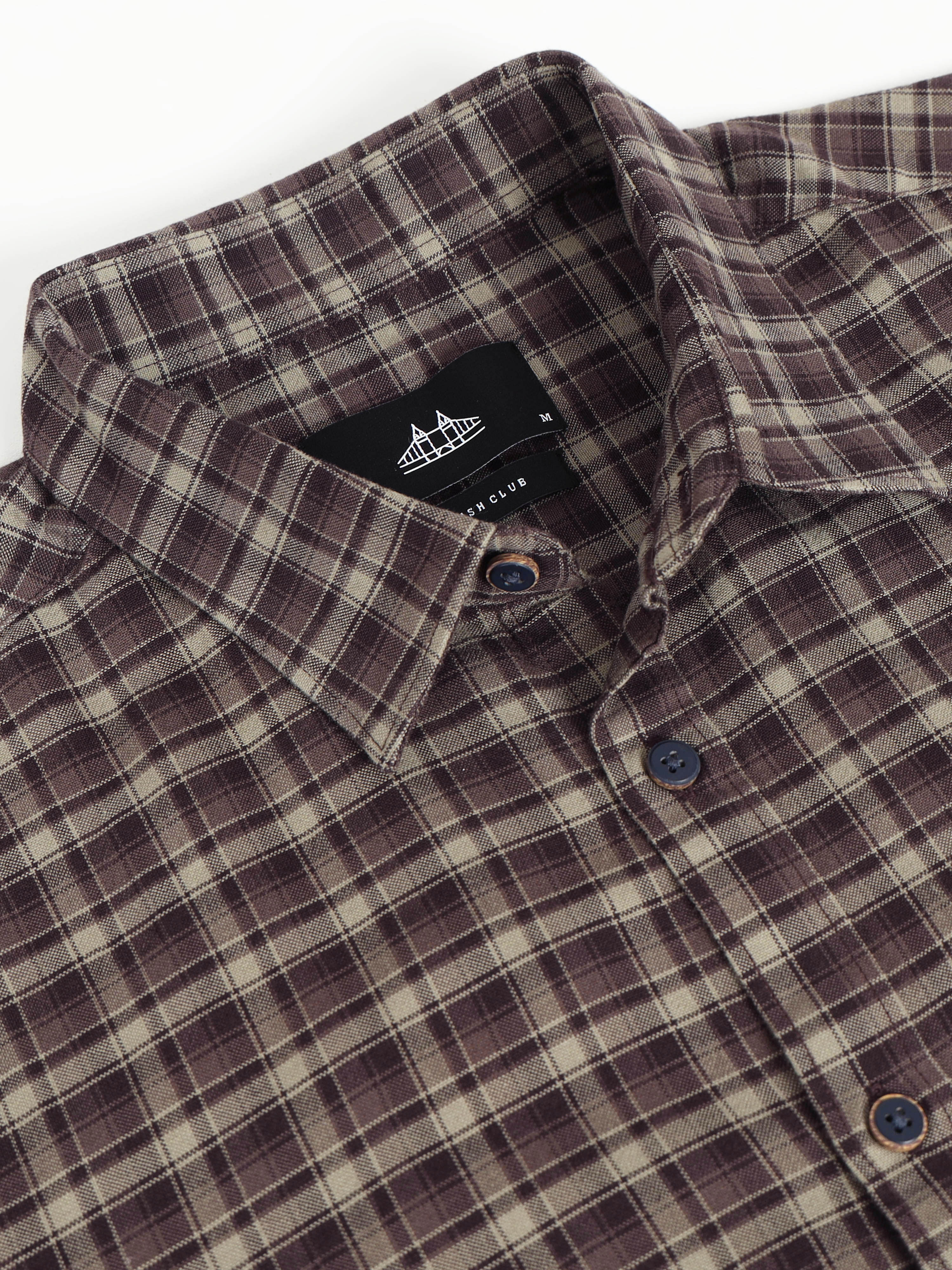Men Brown Checked Shirt