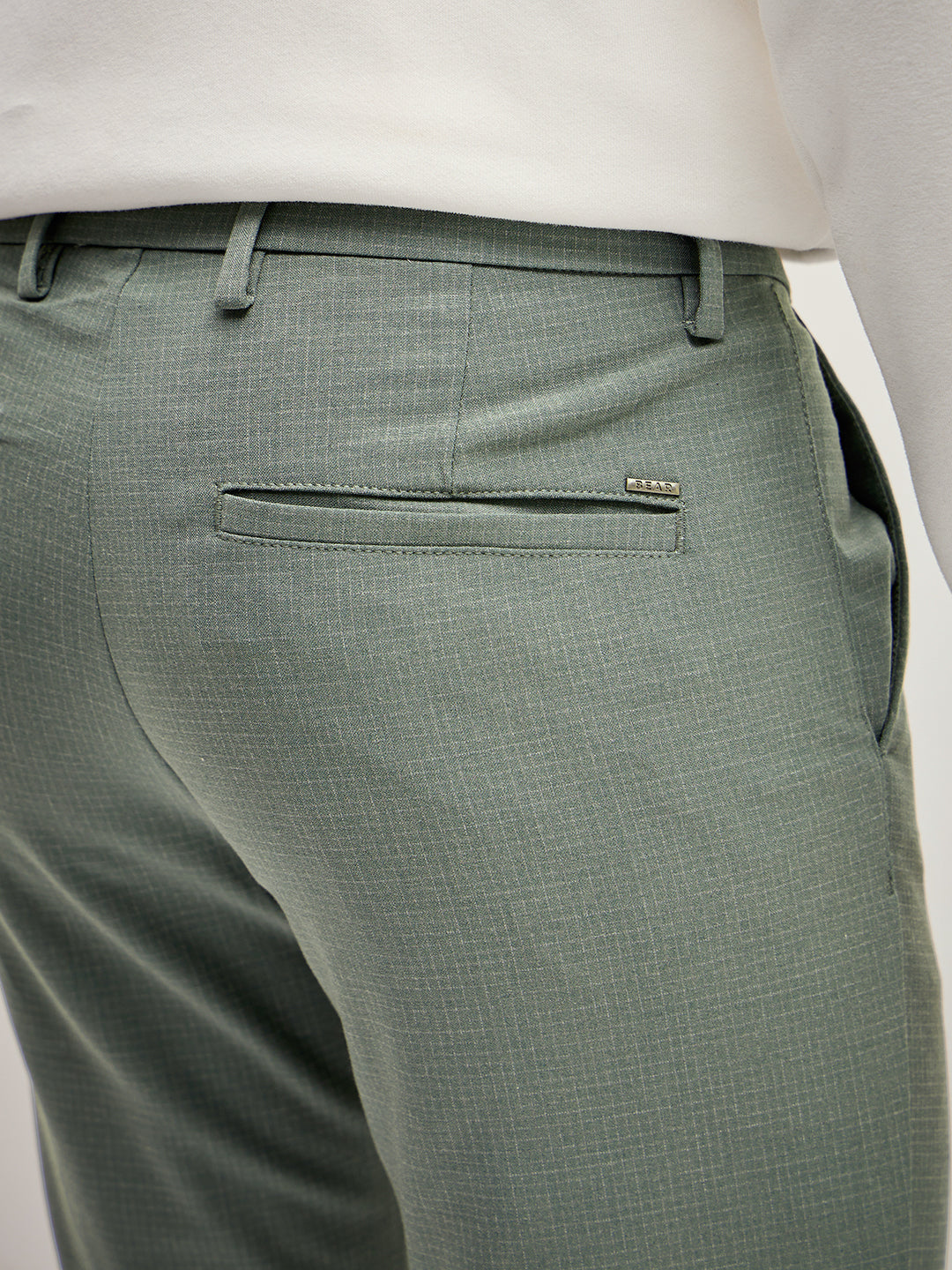 Men Olive 4 Way Stretch Formal Trouser