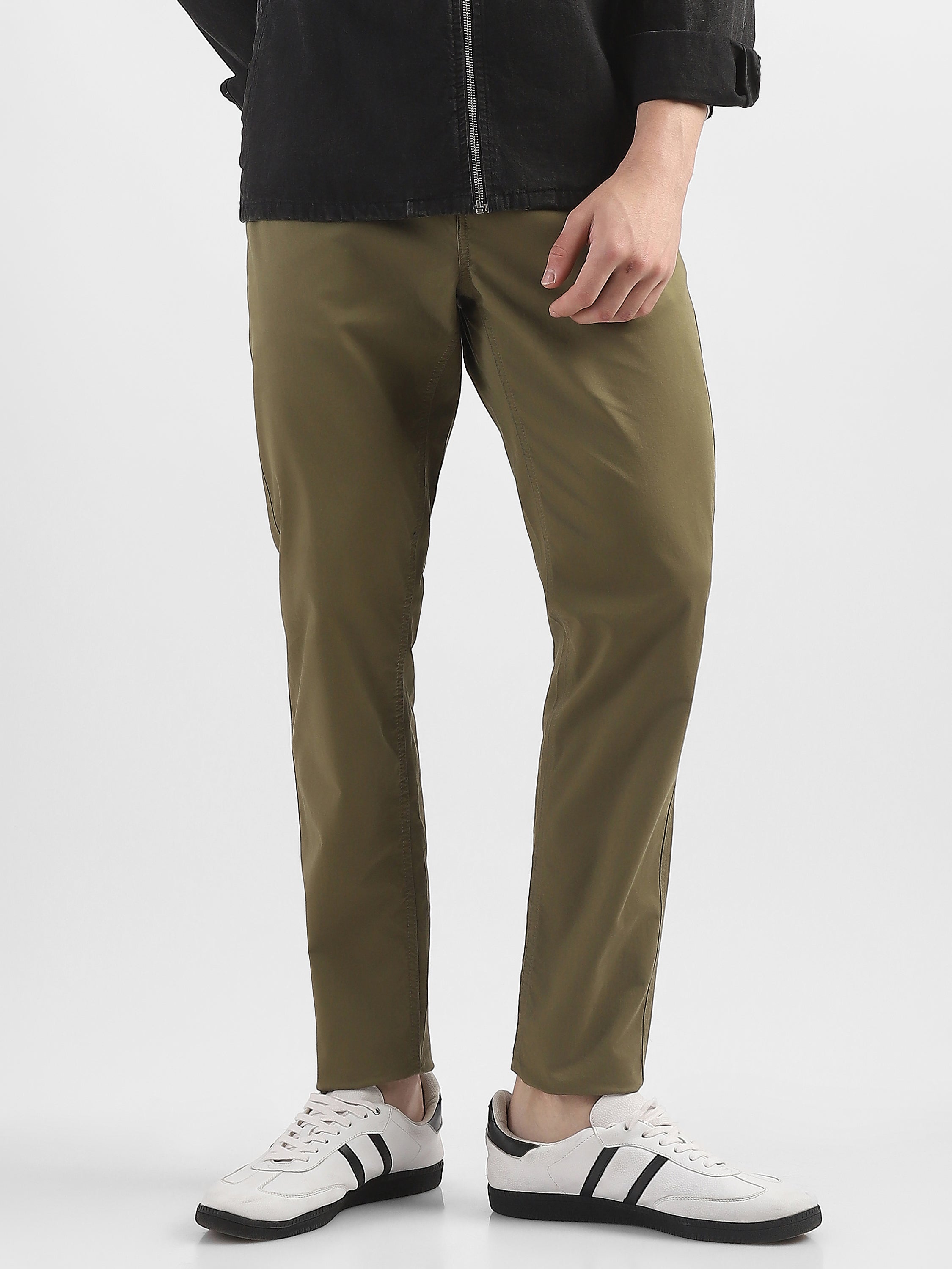 Men Brown Mid Rise Regular Fit Trouser