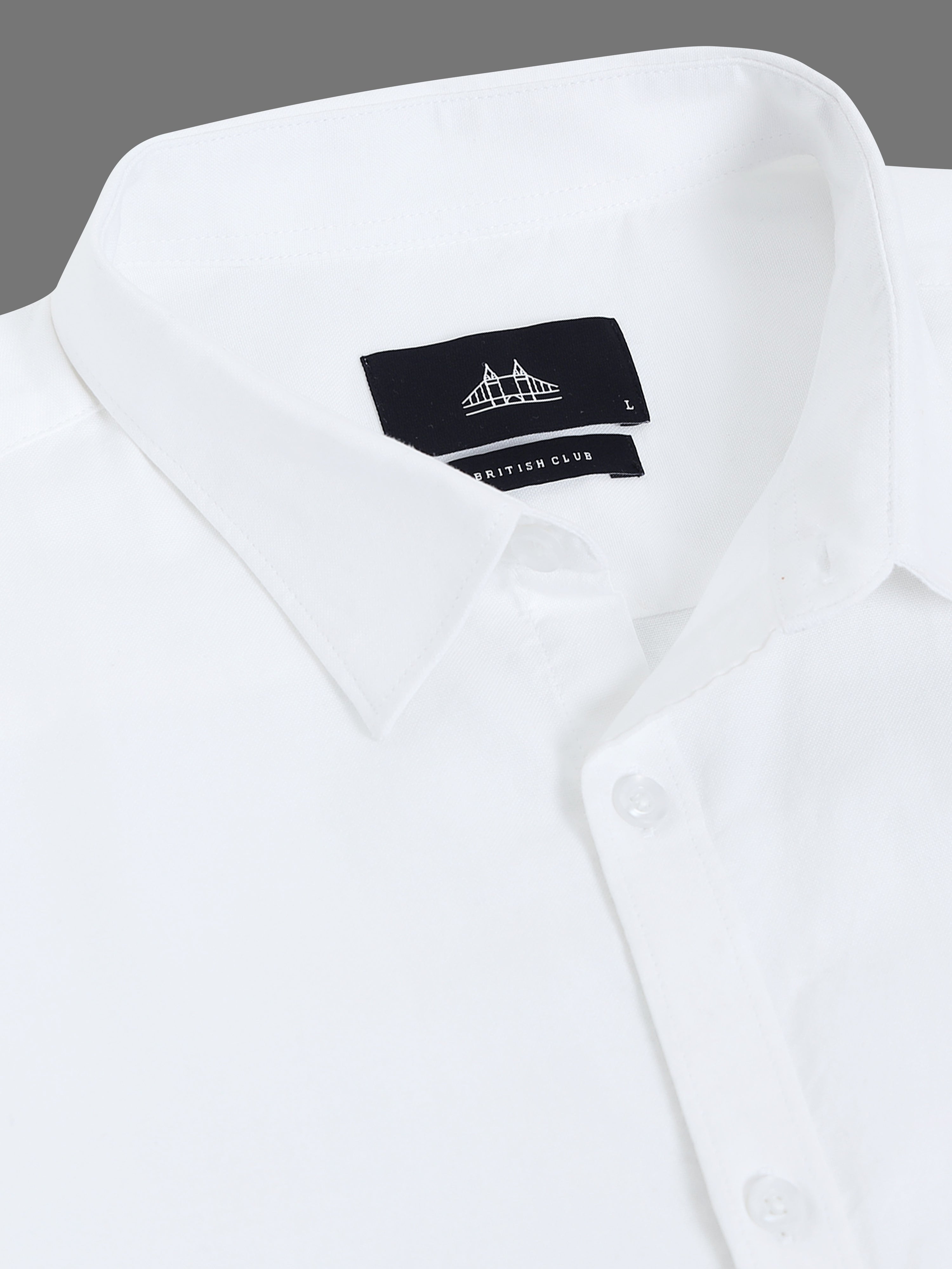 Men White Plain Shirt