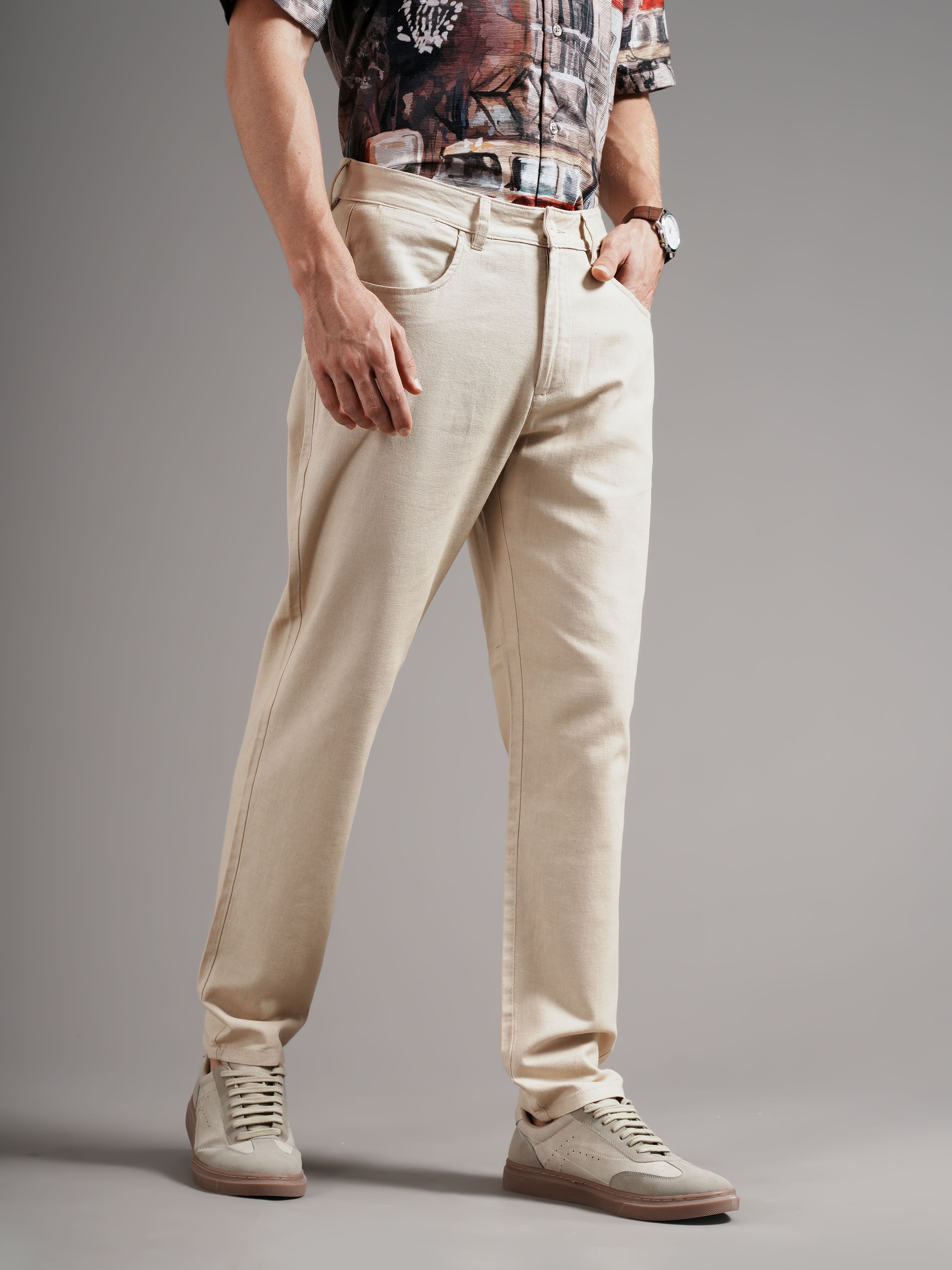 Men Off-White Tailored Fit Trousers