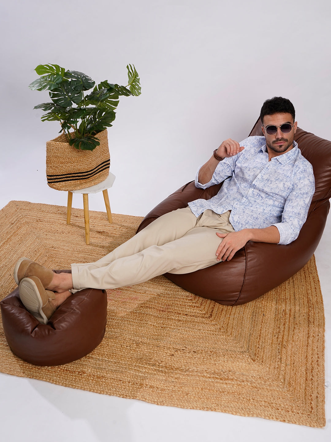 Men Blue and White Abstract printed Shirt