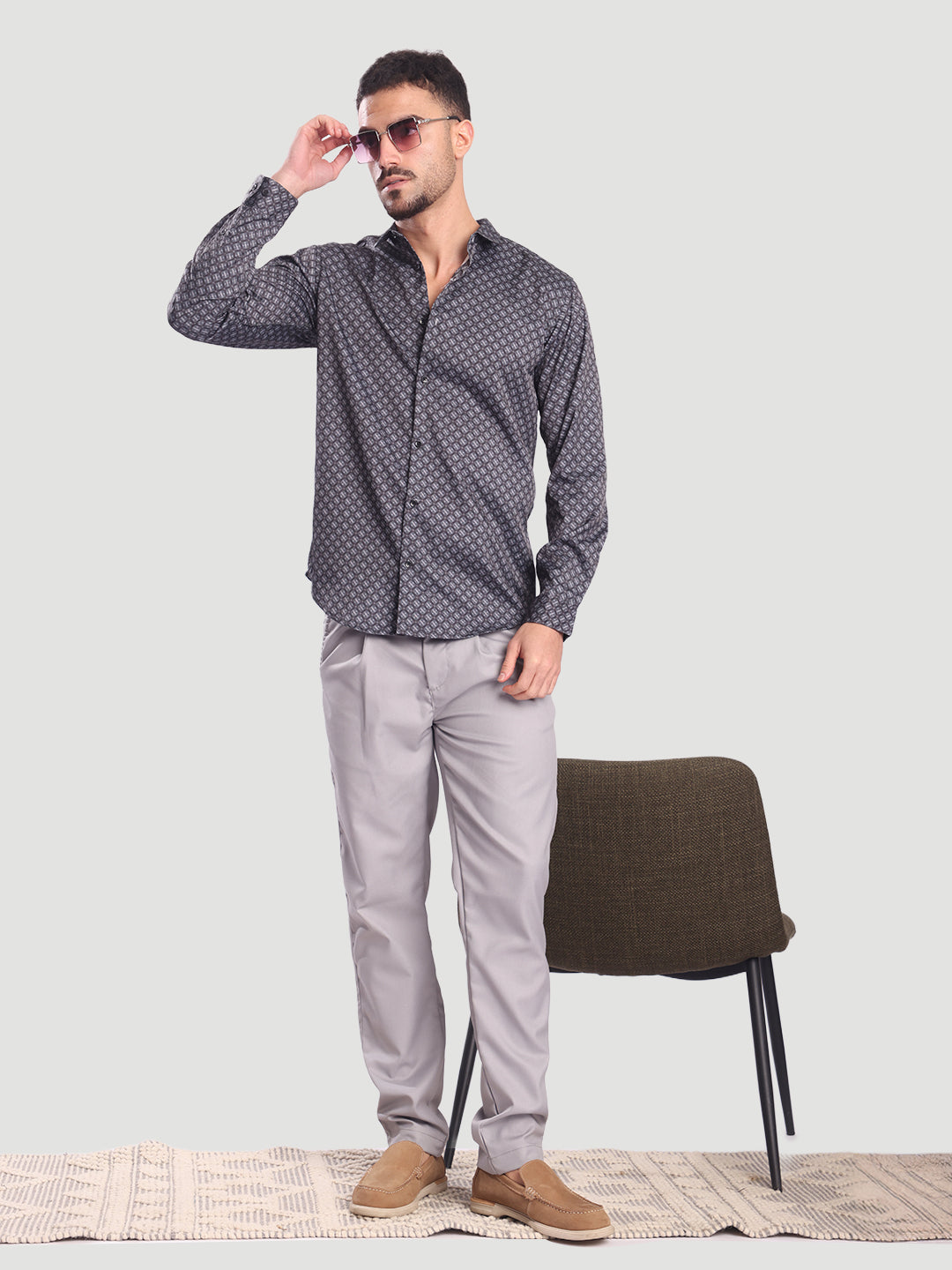 Men Green Abrstact Print Casual Shirt