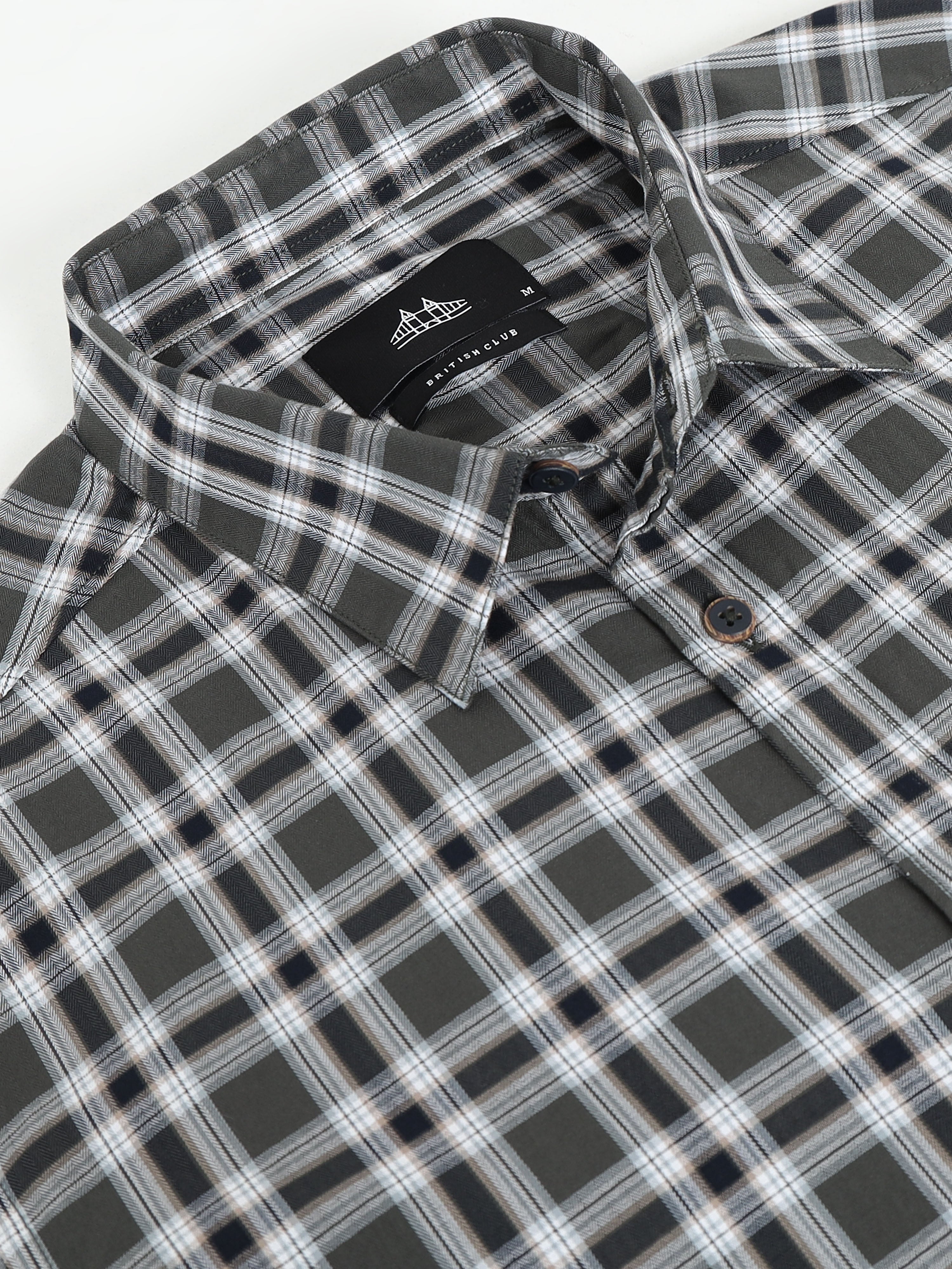 Men Green Checked Shirt