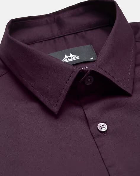 Men Wine Slim Fit Shirt
