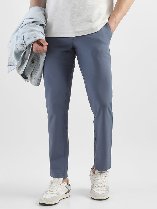 Men Blue Slim Fit Formal Trouser