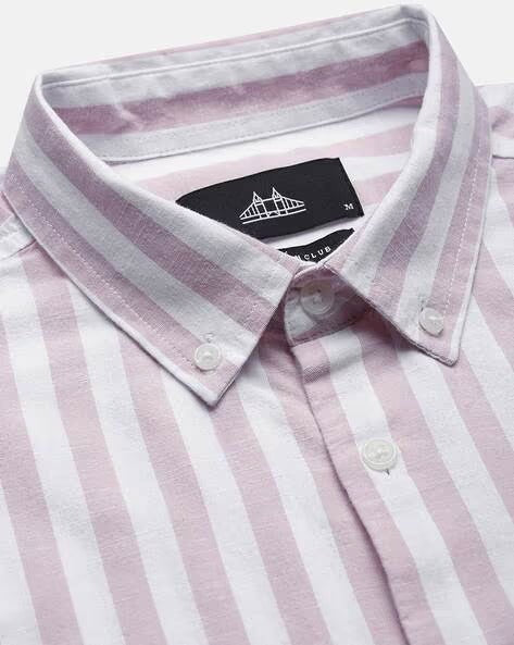 Men Mauve Striped Shirt
