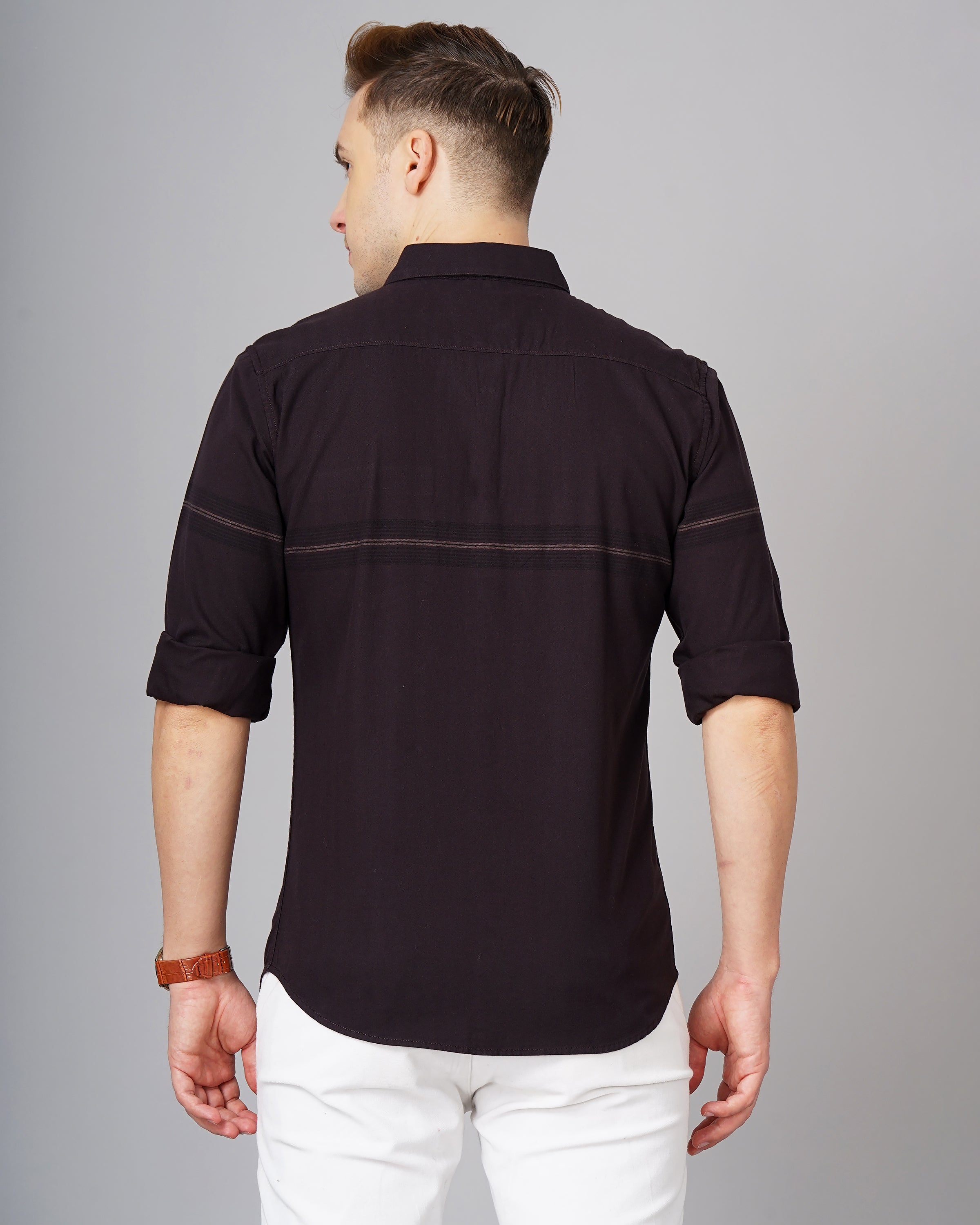 Men Brown Cotton Slim Shirt
