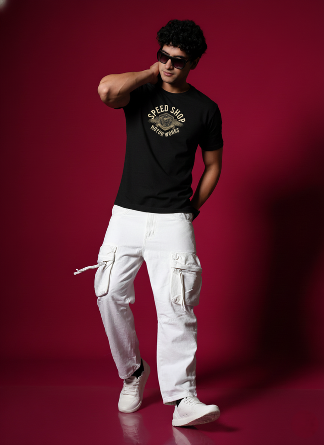 Men Round Neck Cotton T-Shirt