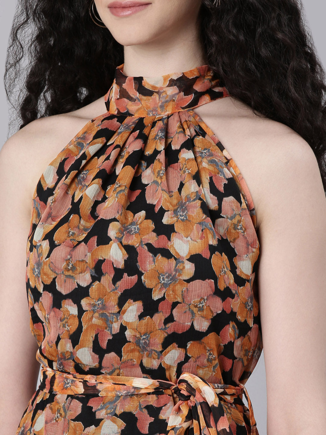 Women Floral Woven Maxi Chiffon Dress