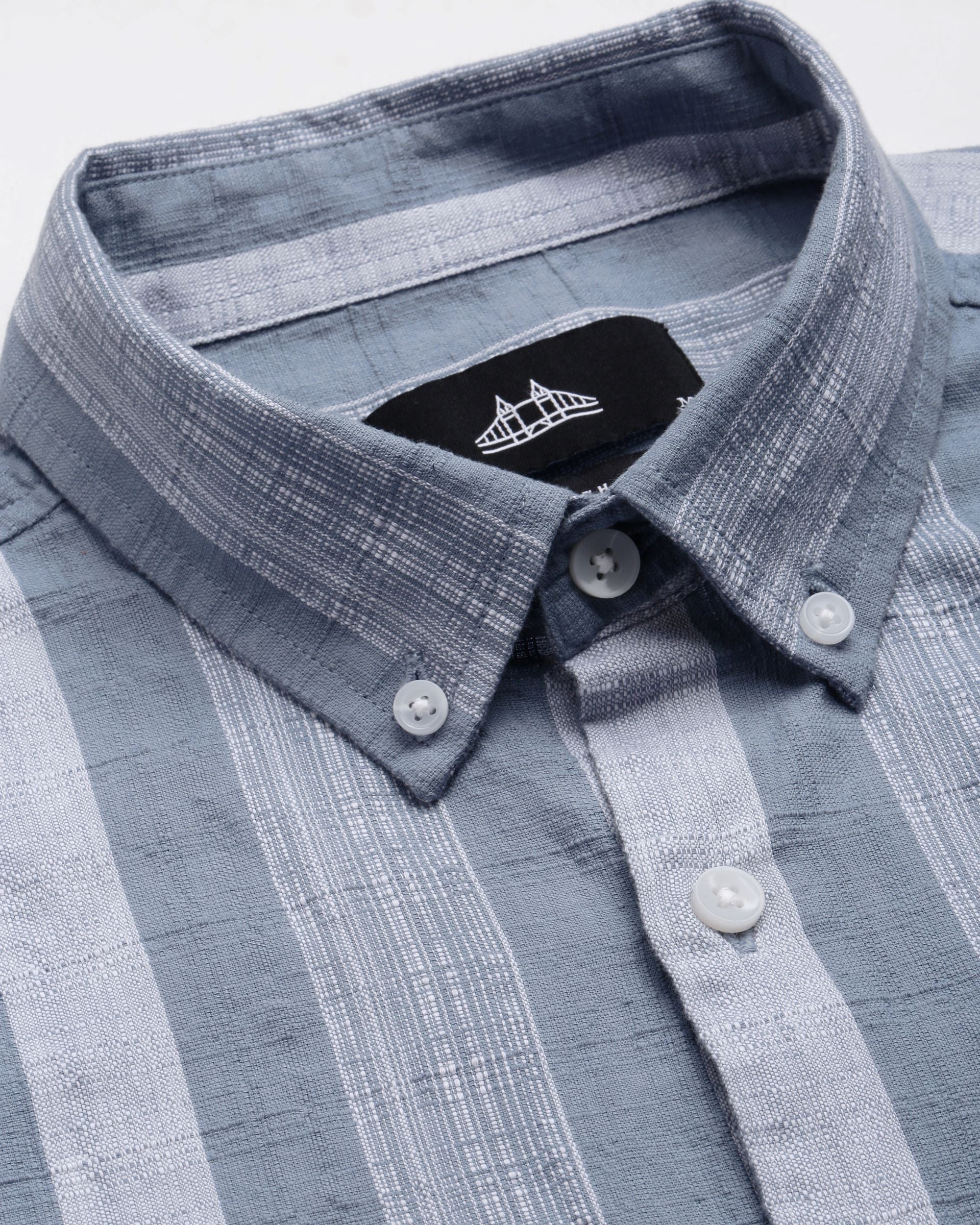 Men Blue Striped Shirt