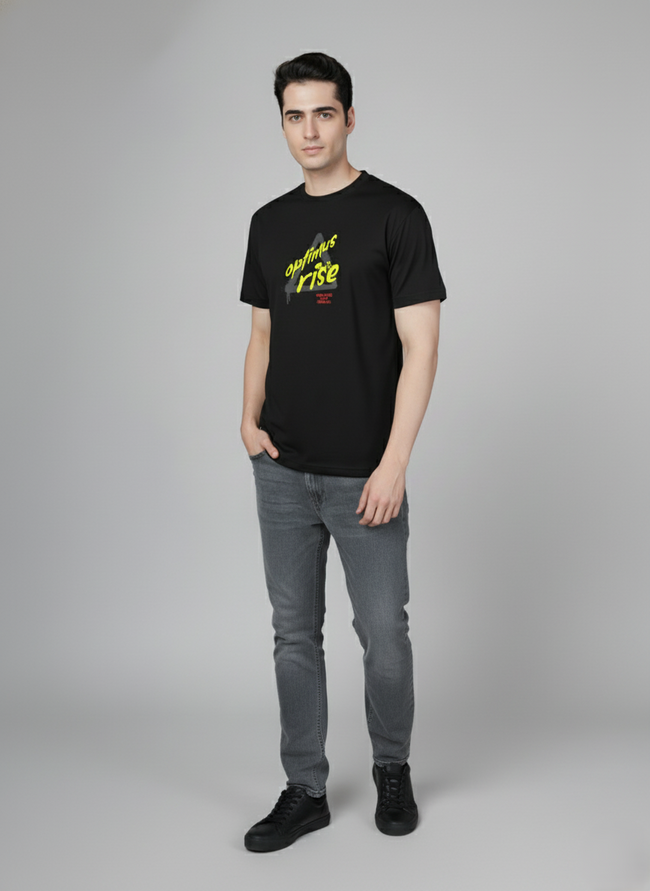 Men Cotton Black Printed Tshirt