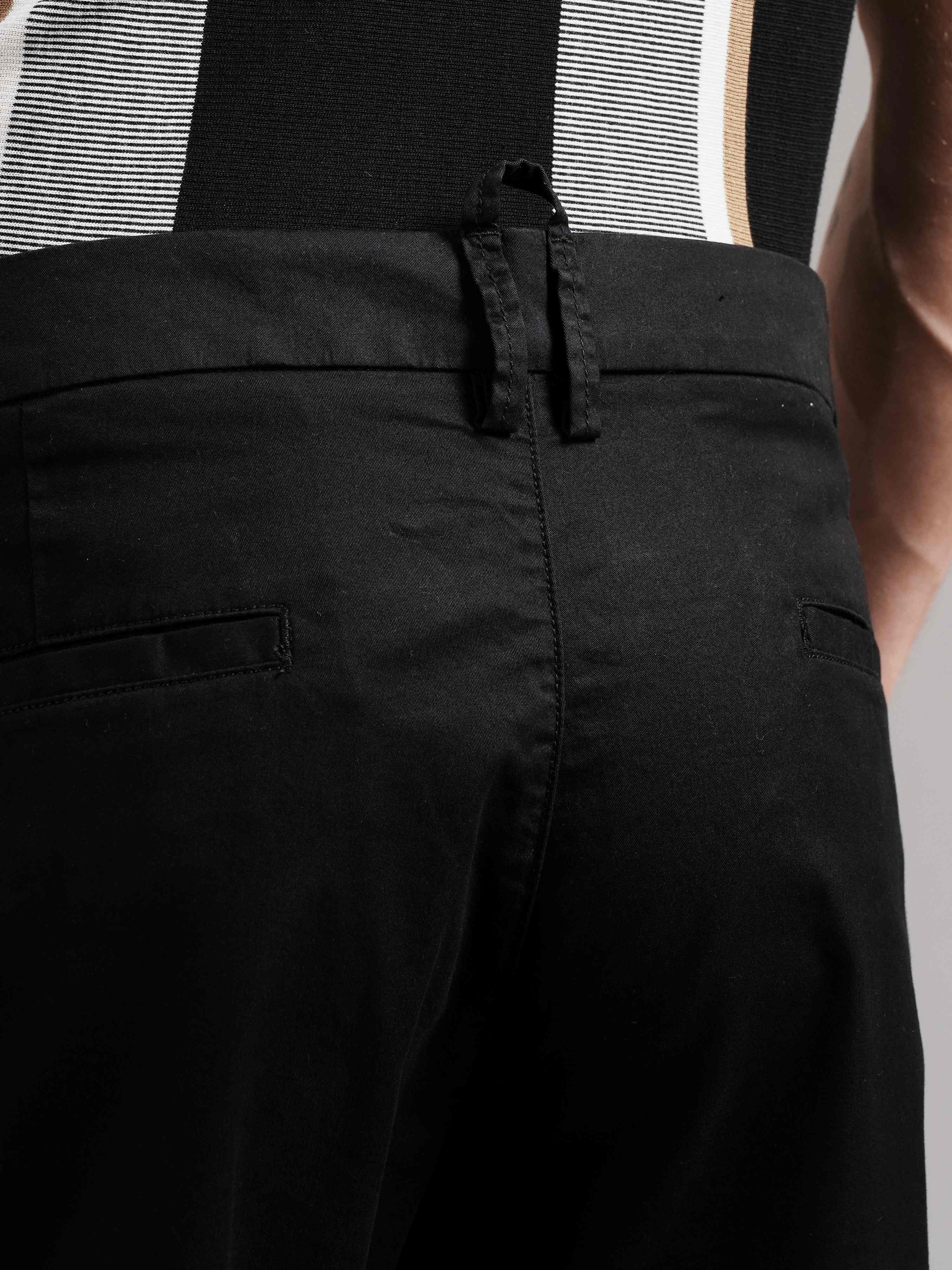 Men Black Tailored Fit Trousers