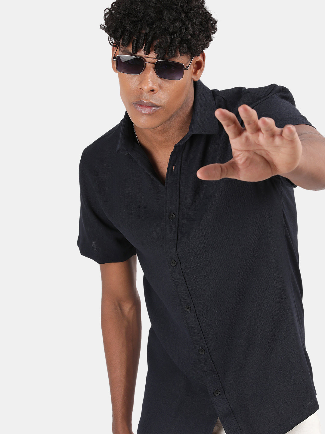 Men Sky blue Slim Fit Spread Collar Half Sleeve Casual Shirt