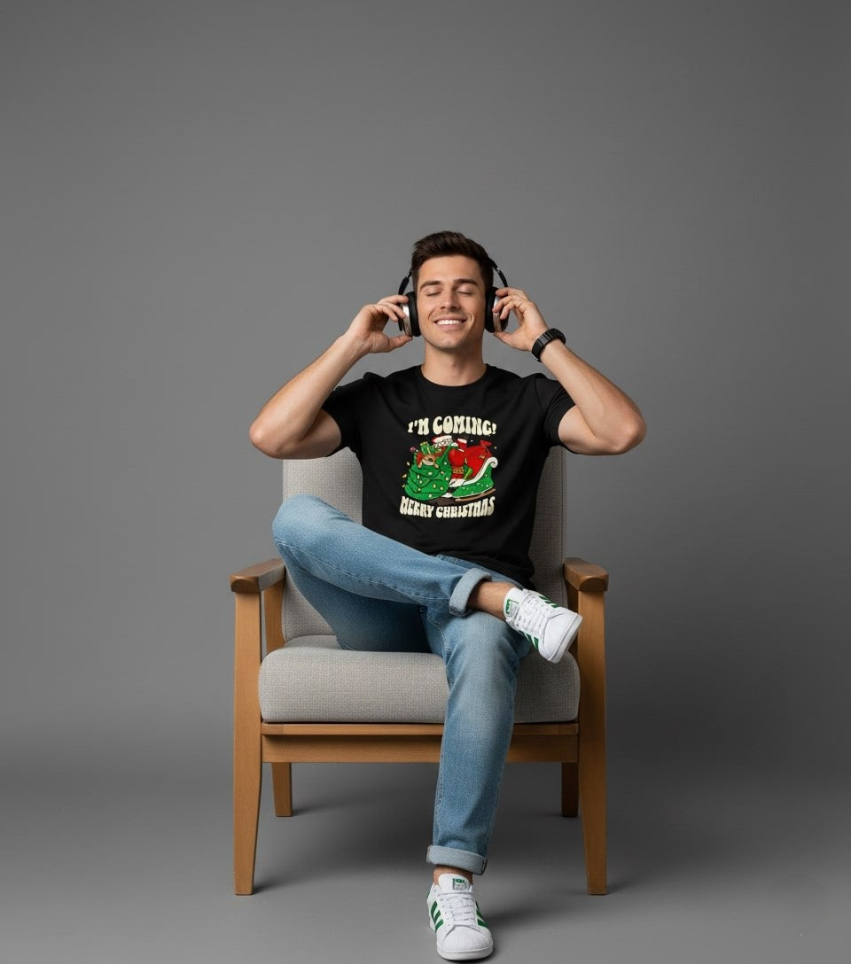 Men Printed Black Cotton Tshirt