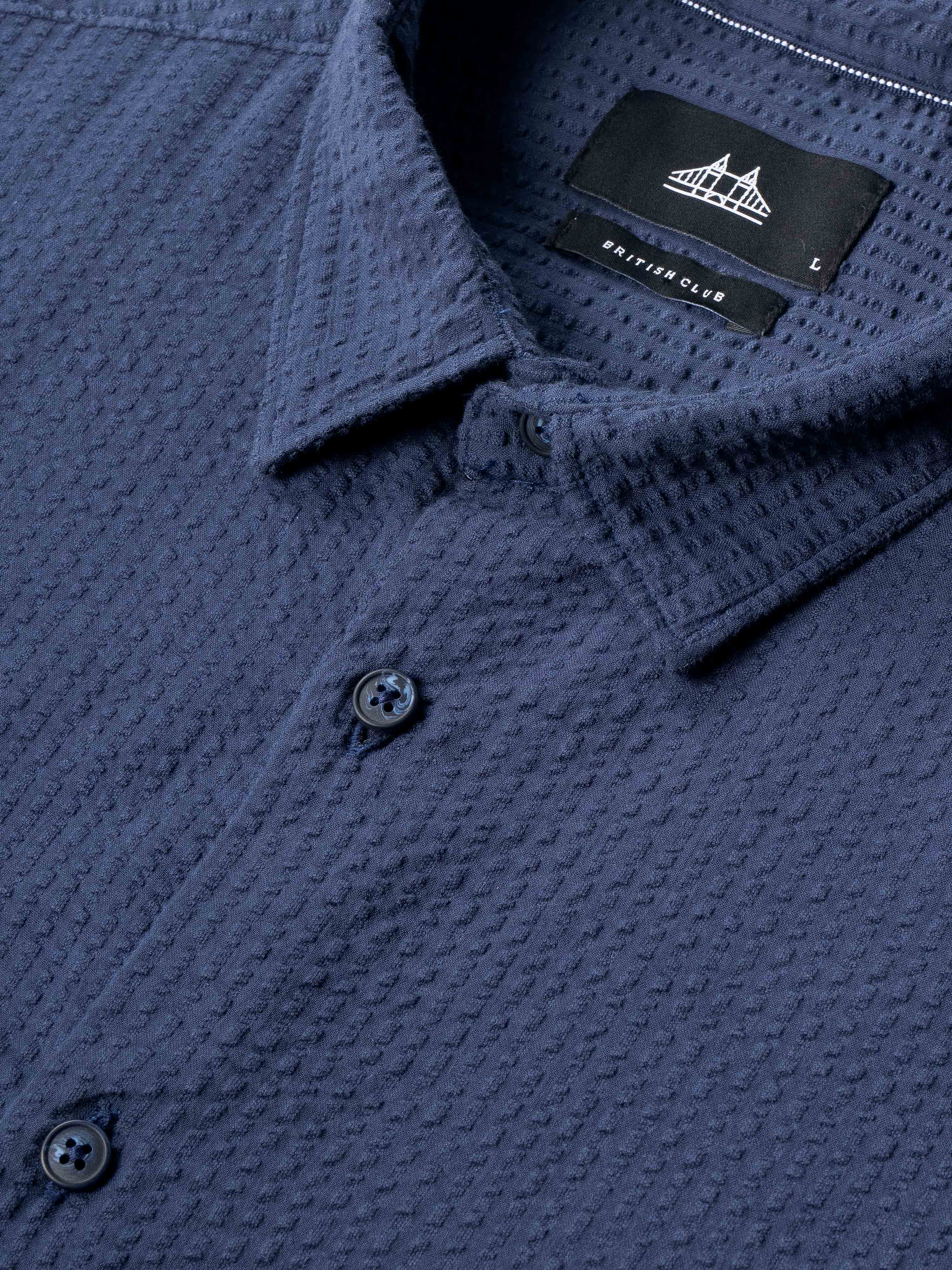 Men Navy Blue Cotton Shirt
