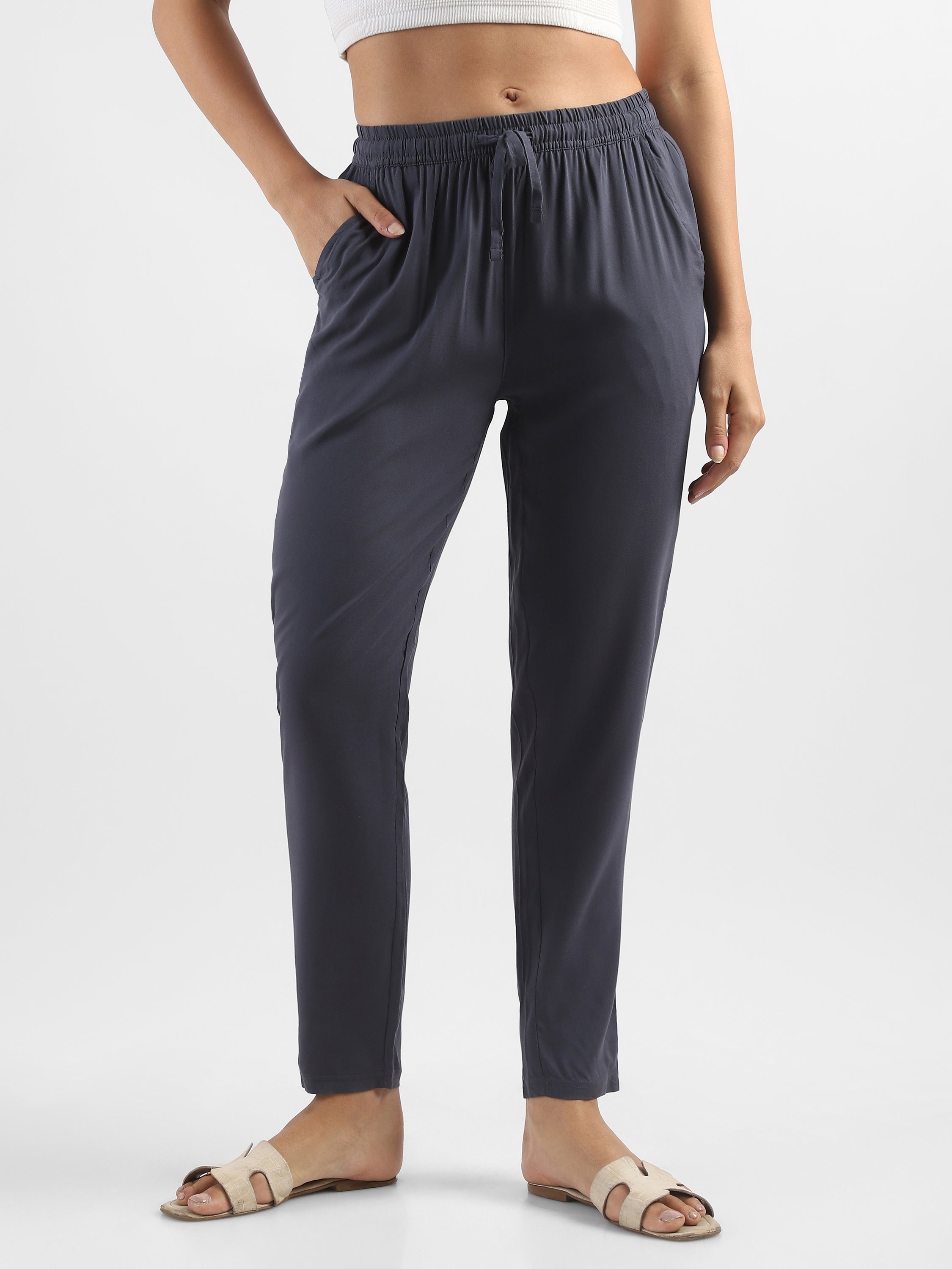 Women Grey Straight fit pants