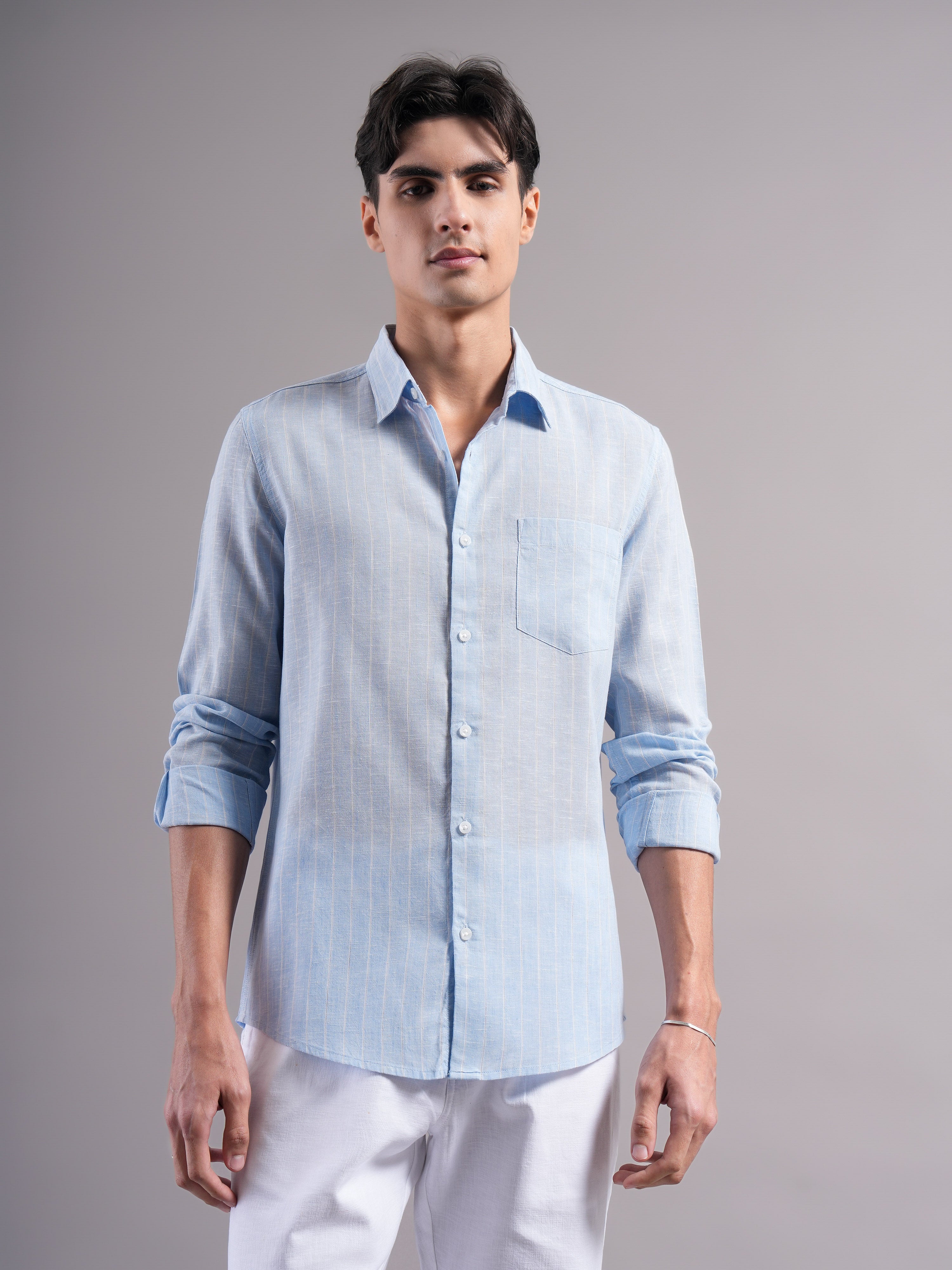 Men Lyocell Striped Shirts