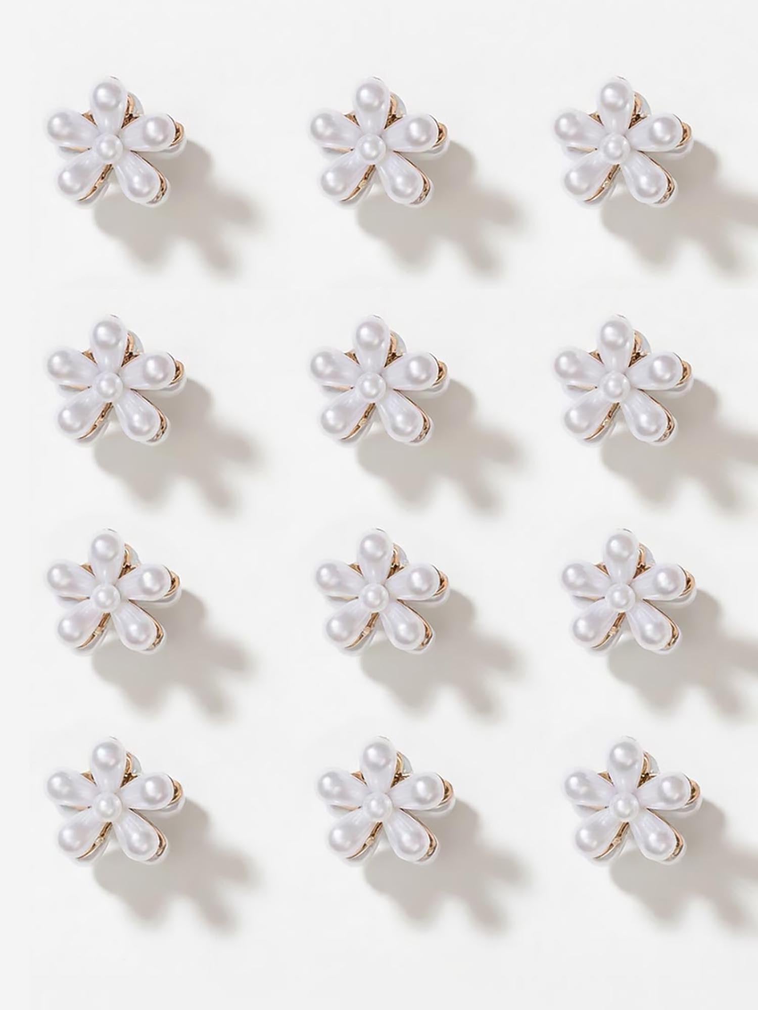 White Flower Hair Pins Set of 10
