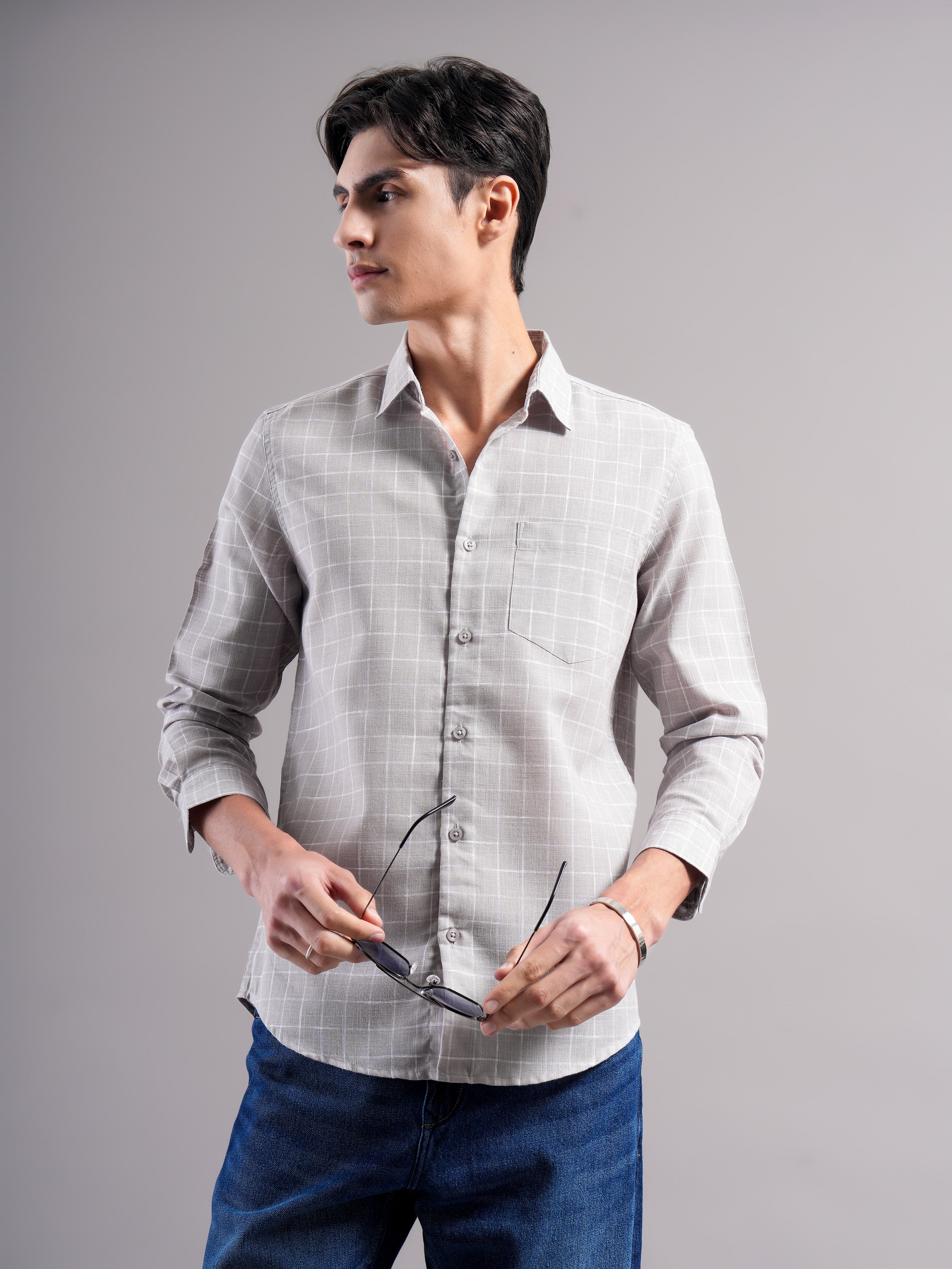 Men Polycotton Checked Shirts