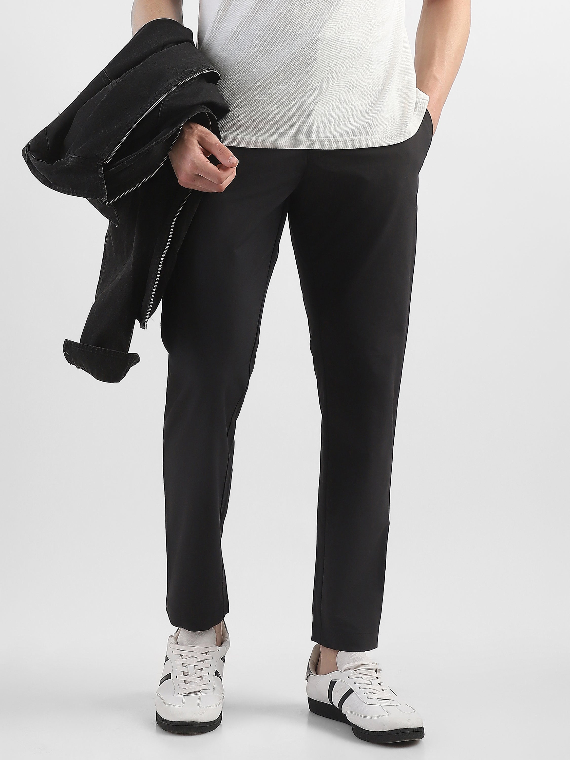 Men Black Slim Fit Formal Trouser