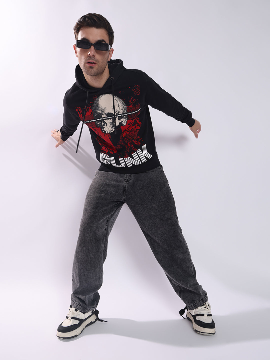 Men Black Cotton Sweatshirt