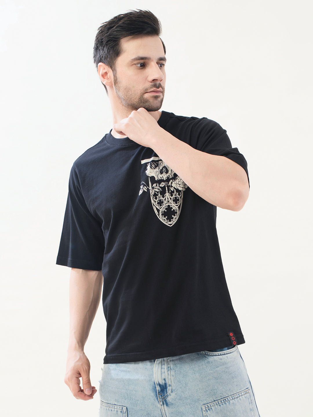 Men Black Cotton Oversized T-Shirt