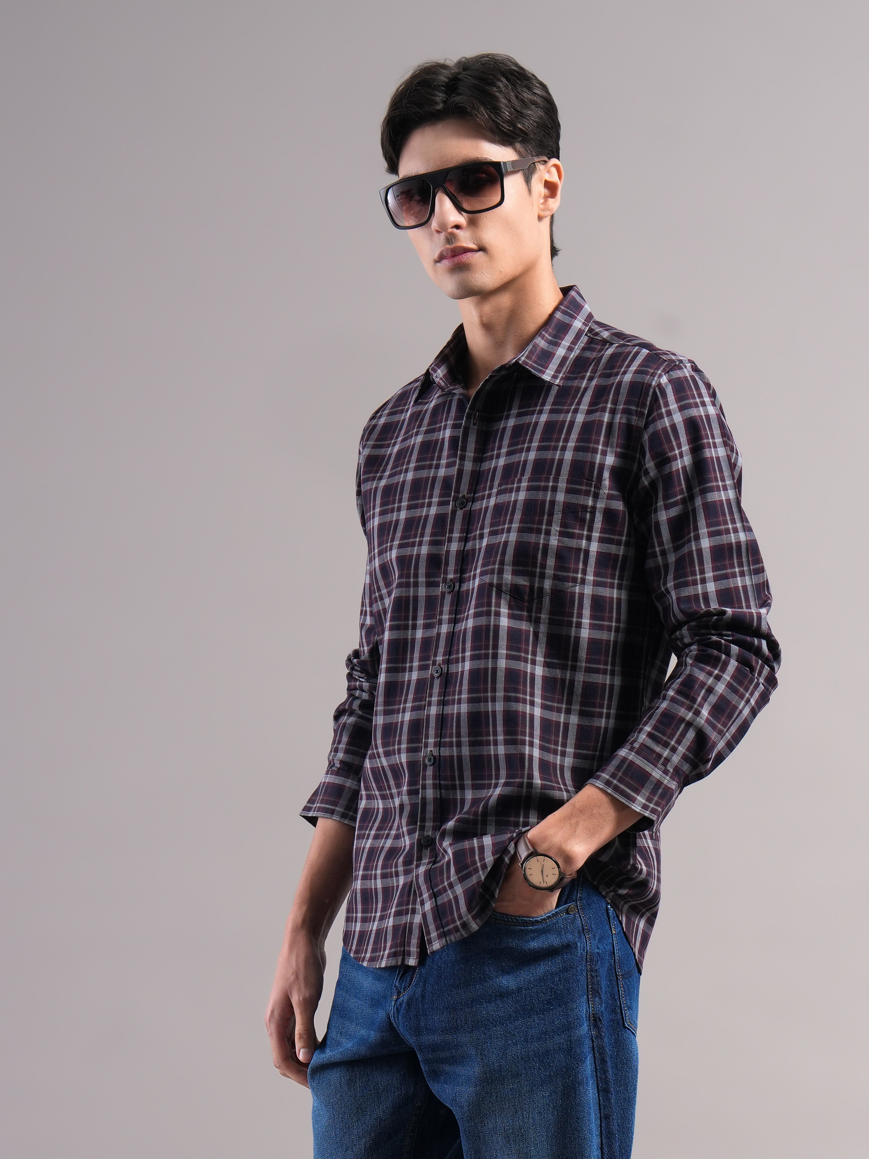 Men Cotton Checked Shirts