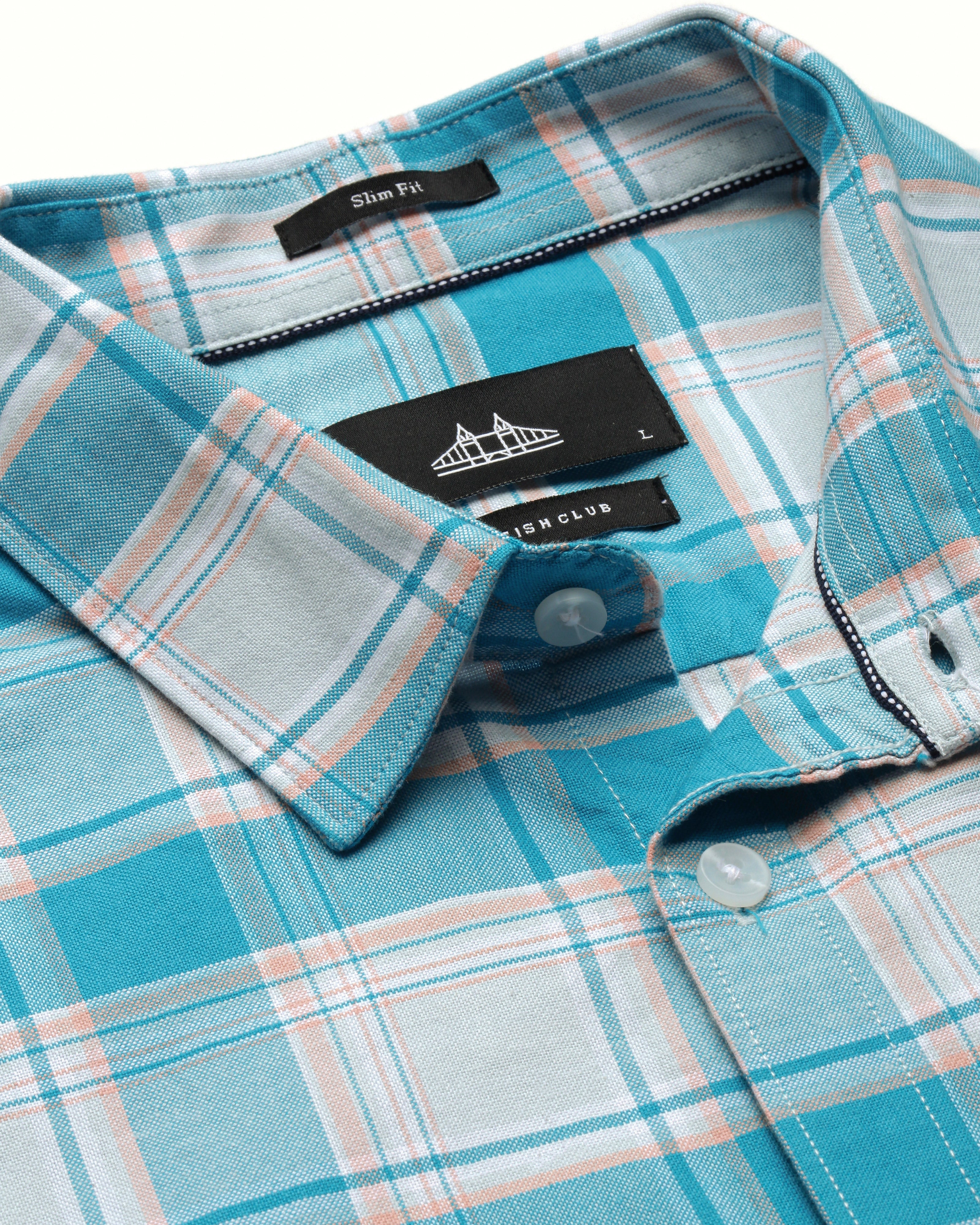 Men Blue Cotton Slim Shirt