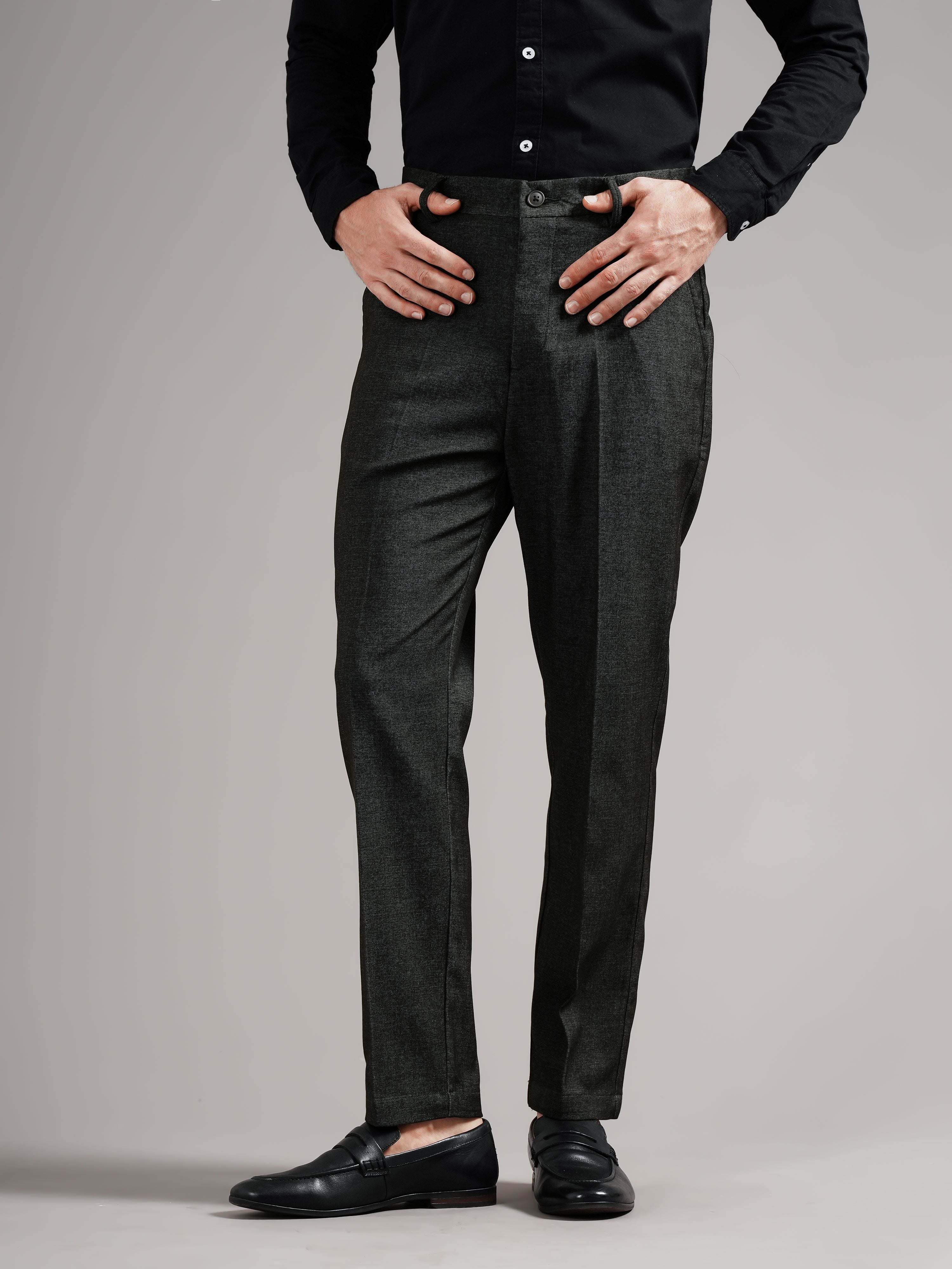 Men Olive Straight Fit Trousers