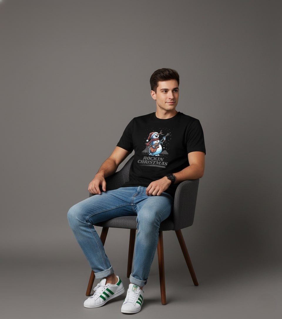 Men Printed Black Cotton Tshirt