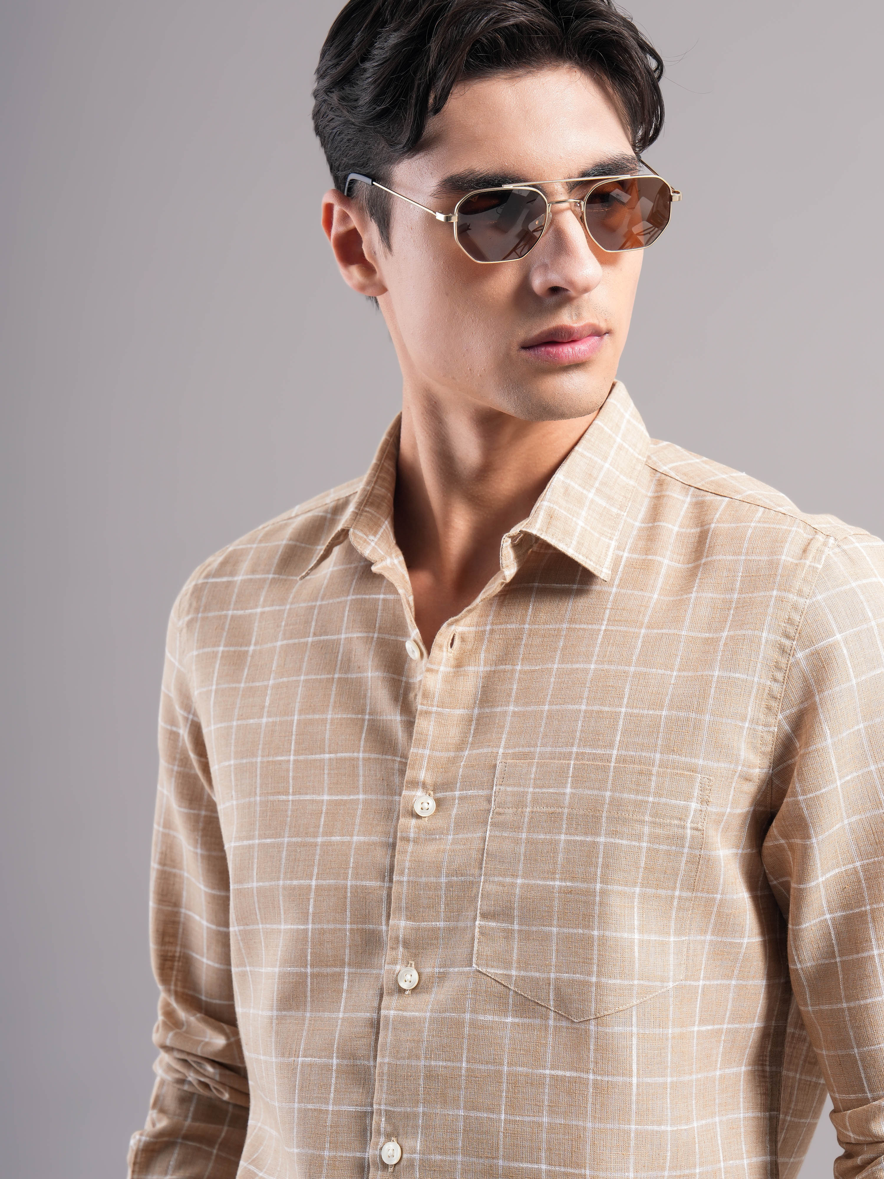 Men Polycotton Checked Shirts