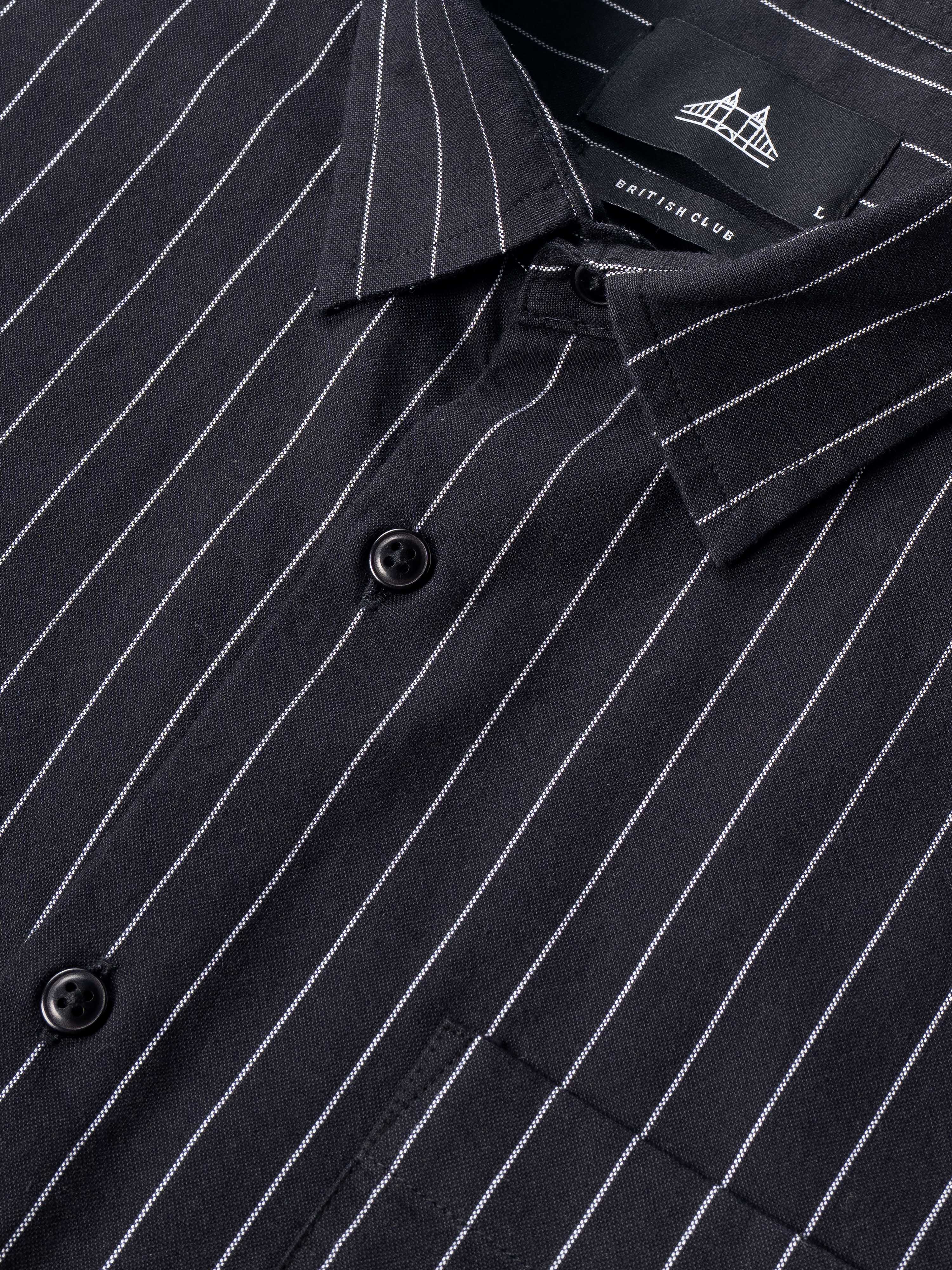 Men Black Striped Shirt