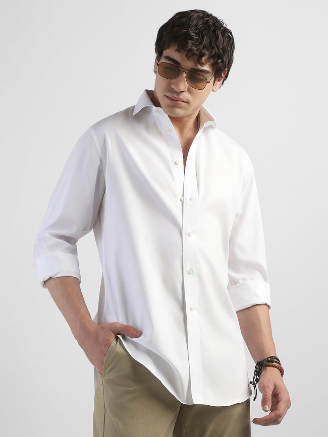 Men White Spread Collar Shirt