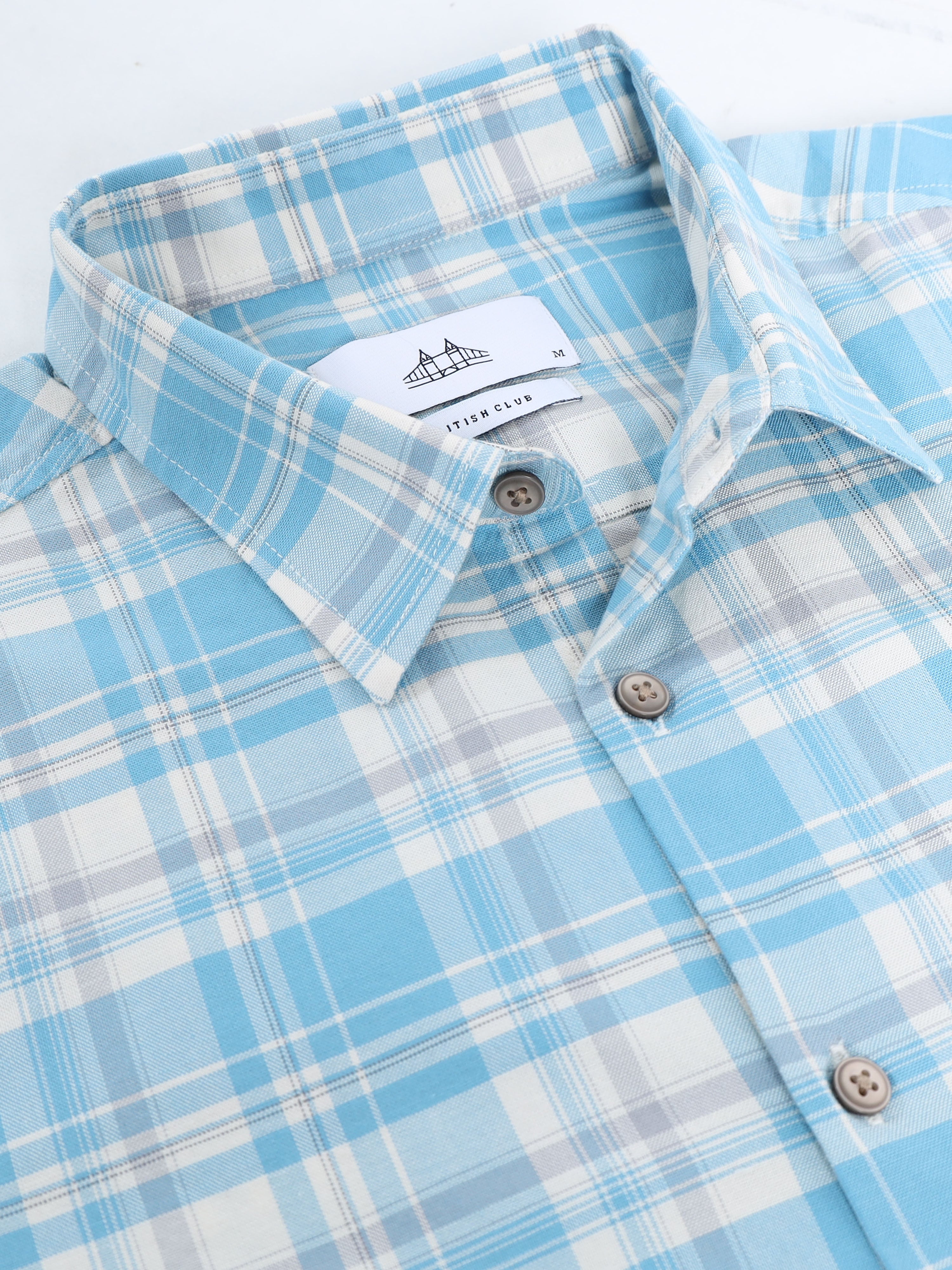 Men Blue Check Shirt