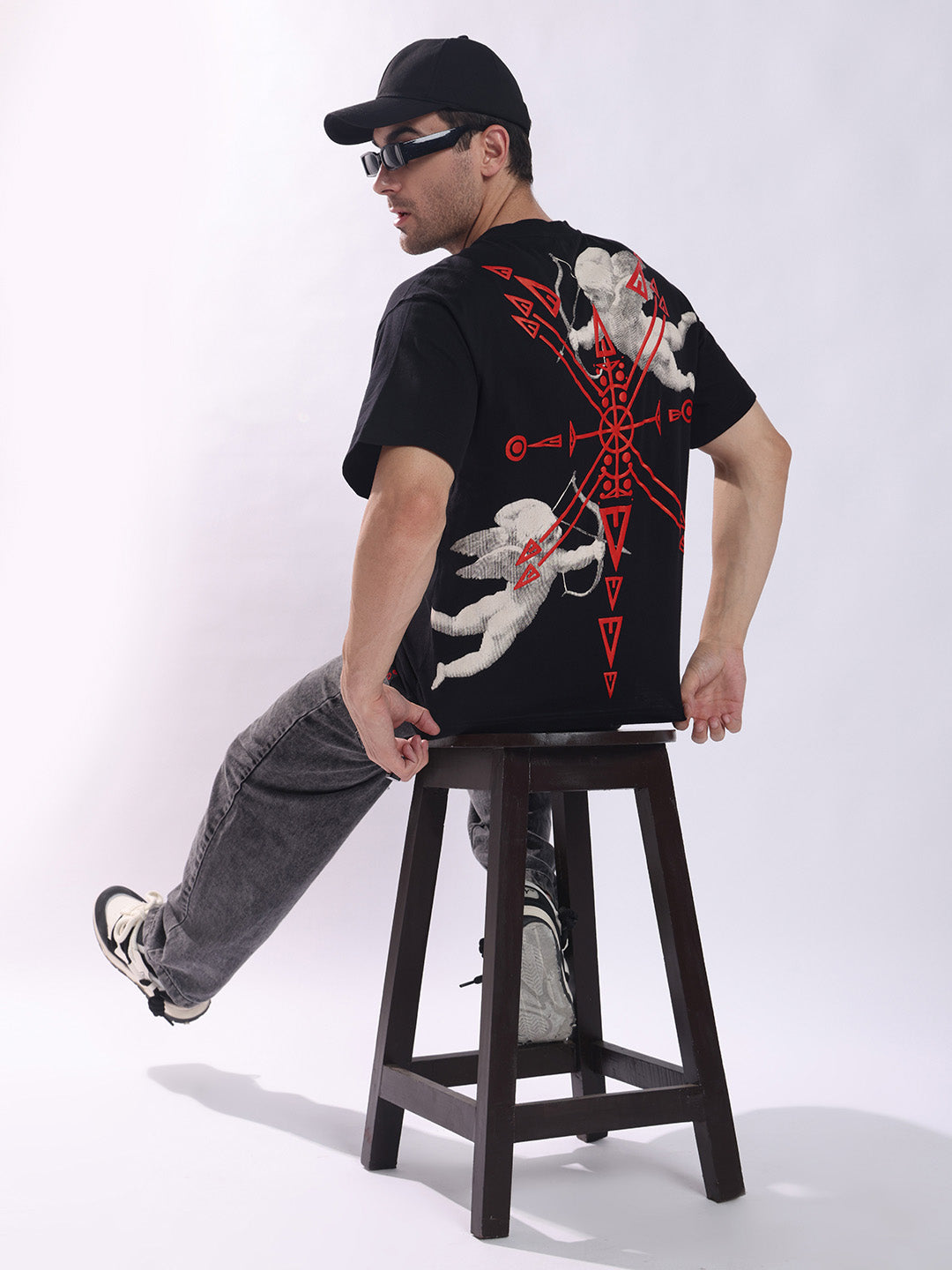 Men Black Cotton Oversized T-Shirt