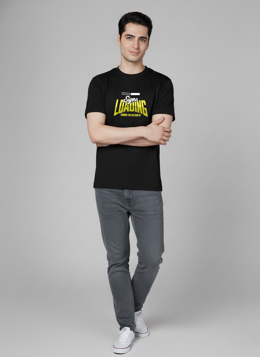 Men Cotton Black Printed Tshirt