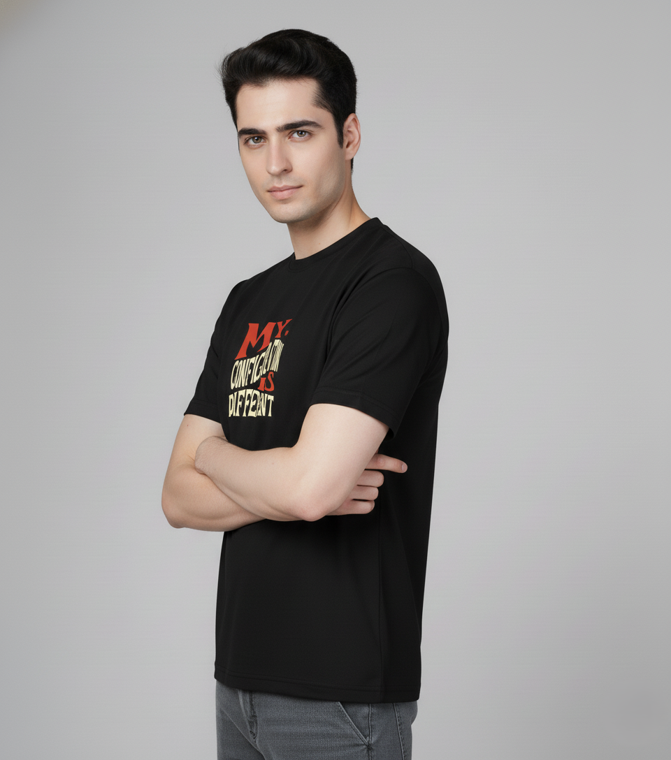 Men Cotton Black Printed Tshirt