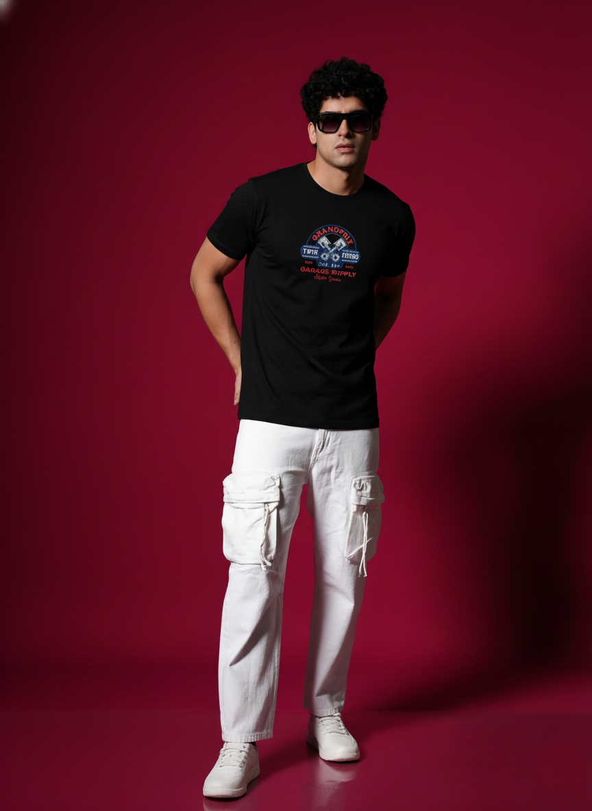 Men Round Neck Cotton T-Shirt