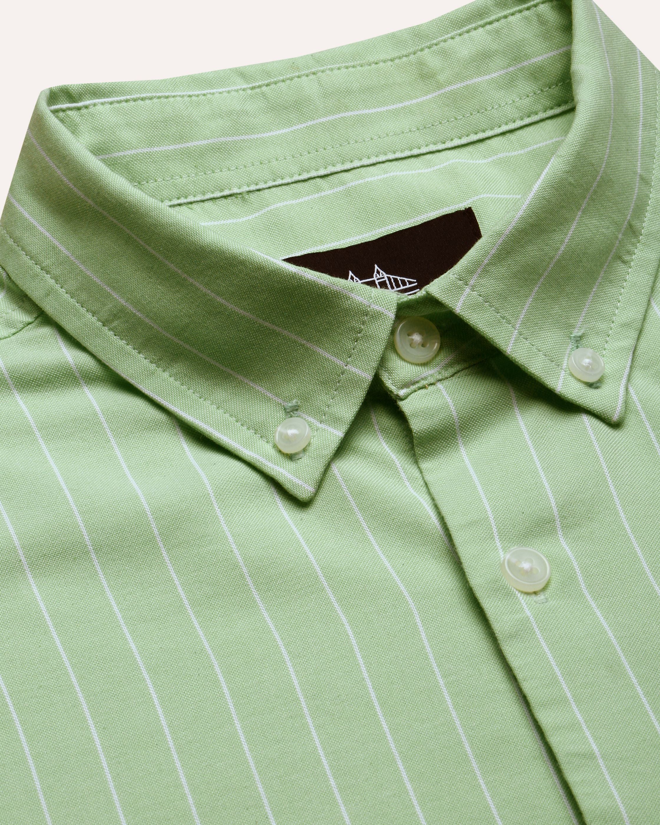 Men Green Striped Shirt