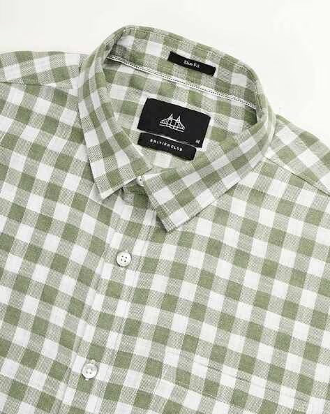 Men Green Checked Shirt